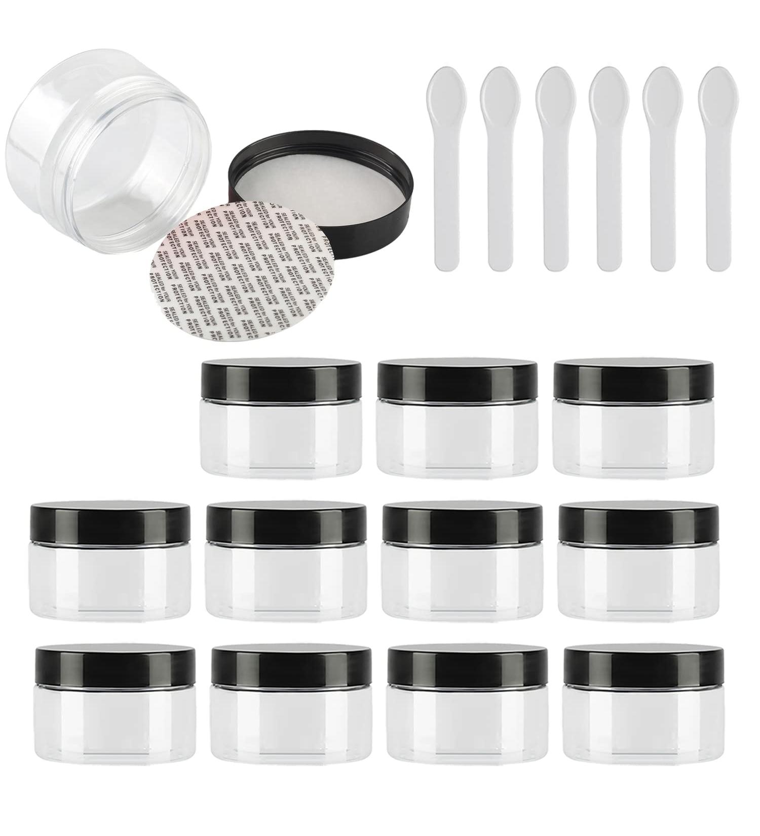 Buy Tianzd 12-Pack 100ml Transparent Plastic Cream Cans with Black Lid - Versatile Cosmetic Containers & Spatulas for International Shipping - Buy Online on GoSupps.com