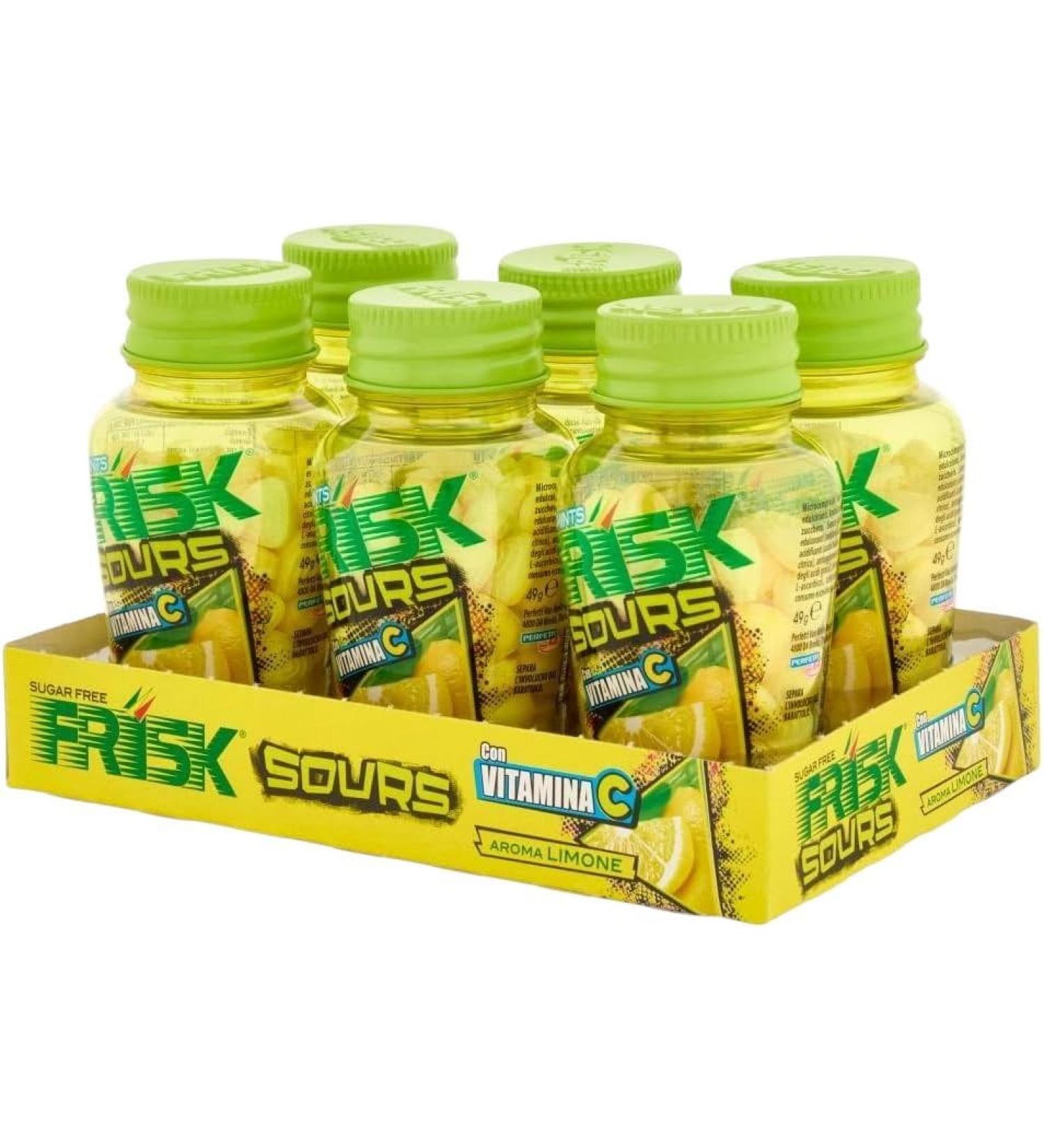 Frisk Sour Lemon Caramelle Dure Gusto Limone senza Zucchero Confezione da 6 Barattoli con 70 Microcompresse