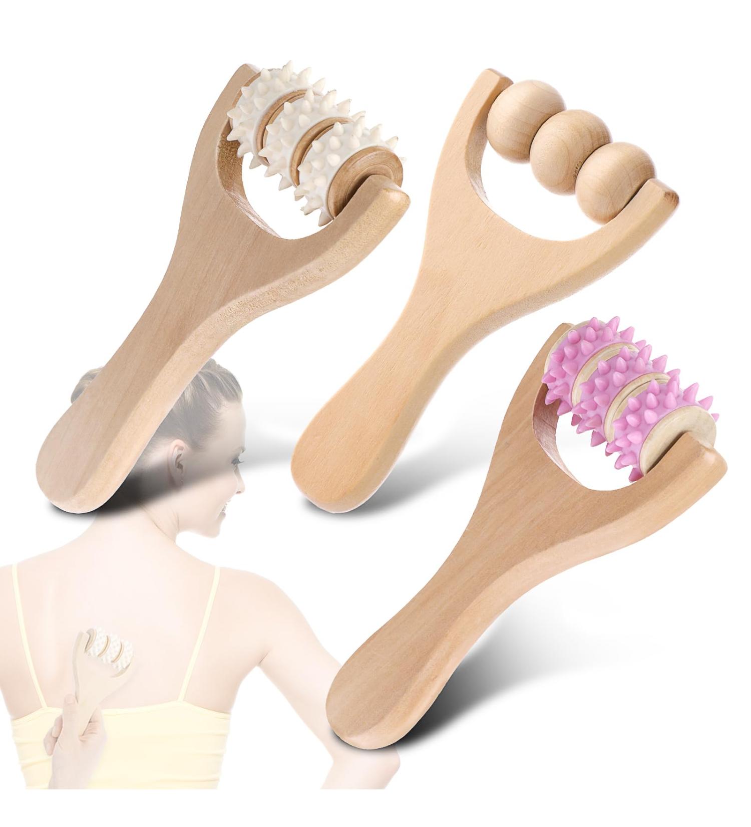 3-Piece Wood Massage Roller Set | Manual Fascia Massage Tools for Back Legs & Full Body Relaxation - Buy Online on GoSupps.com