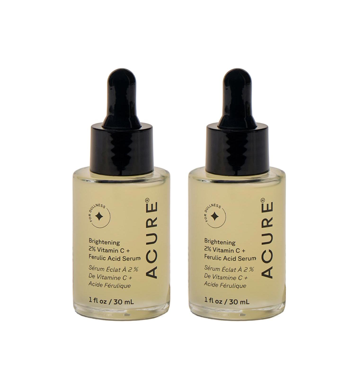 Acure Brightening 2% Vitamin C & Ferulic Acid Serum - Vit C Serum for Face Anti Aging Bright Glow for Women & Men Facial Skincare Vegan & Cruelty Free - 1 fl oz (2 Pack) - Buy Online on GoSupps.com
