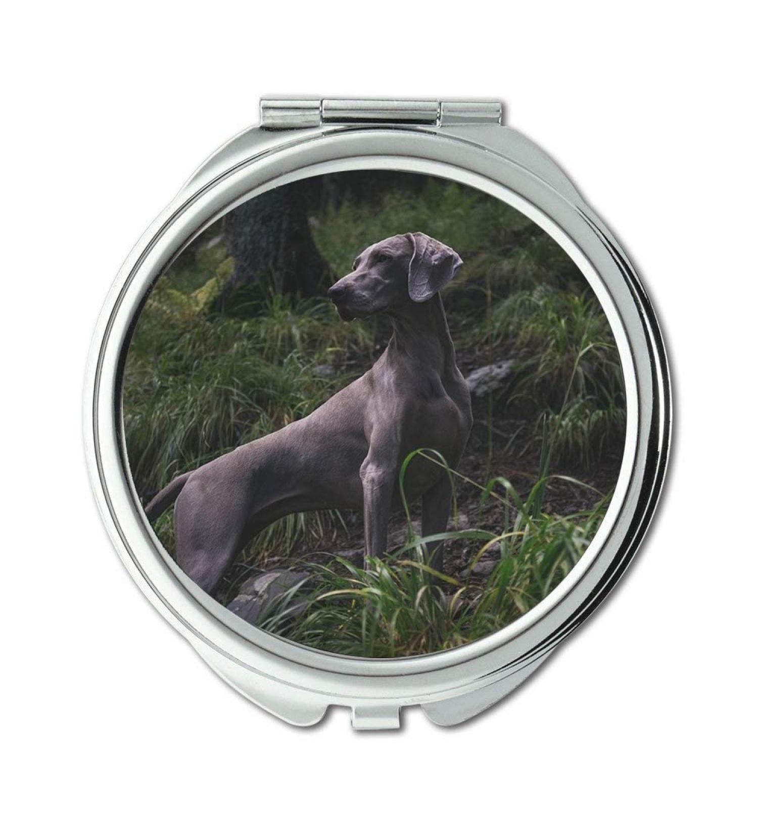 Mirror Compact Mirror Animal Dog Hunting Dog Weimaraner Grass Looking pocket mirror portable mirror - Buy Online on GoSupps.com