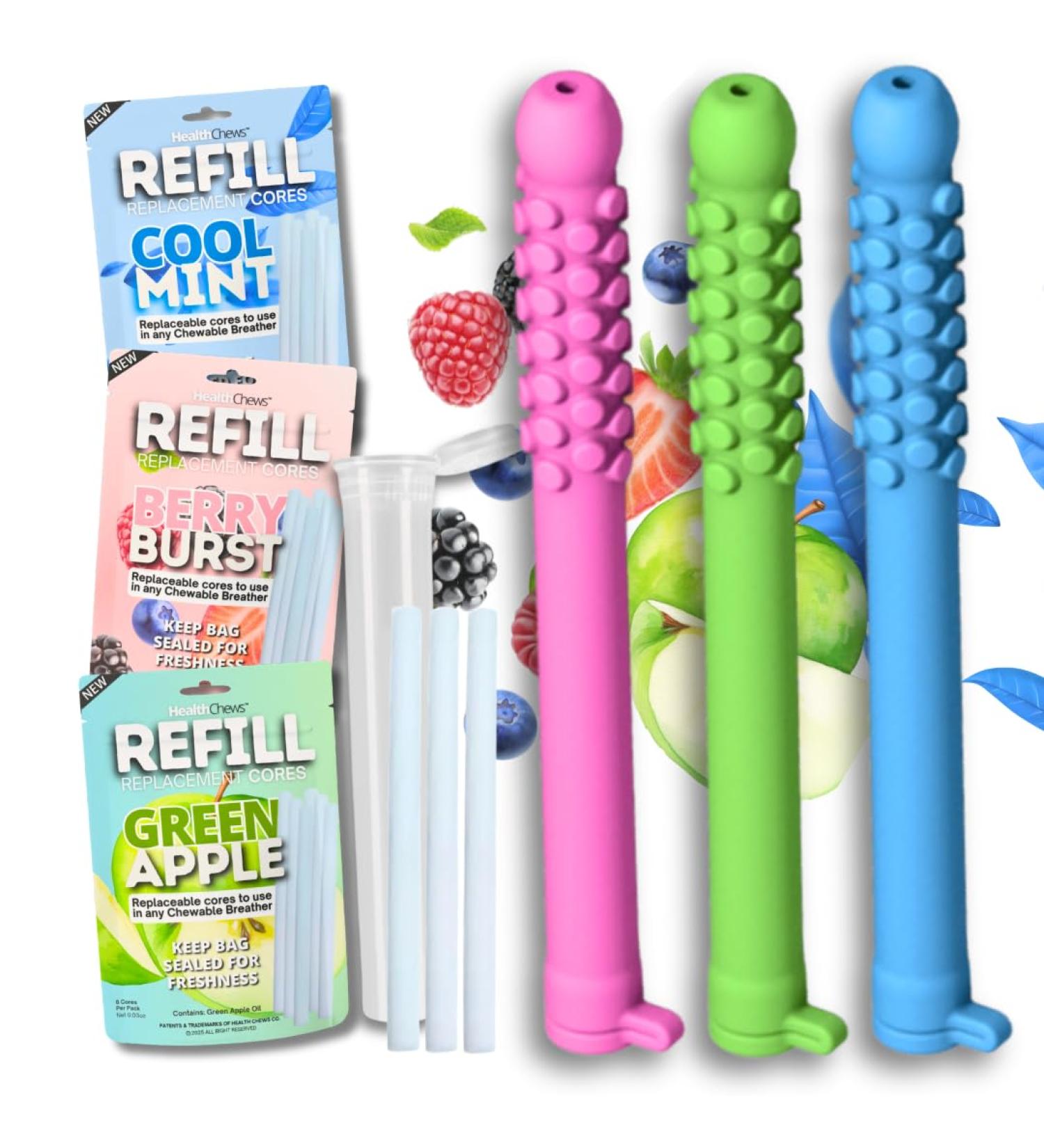 HealthChews 3 Pack Chewable Breather Sticks Quit Smoking Inhaler Essential Oil Vaporless Inhaler Quit Smoking Vape Quit Vaping Tool Stop Smoking Inhaler Stick Smokeless Inhalers to Quit Smoking - Buy Online on GoSupps.com