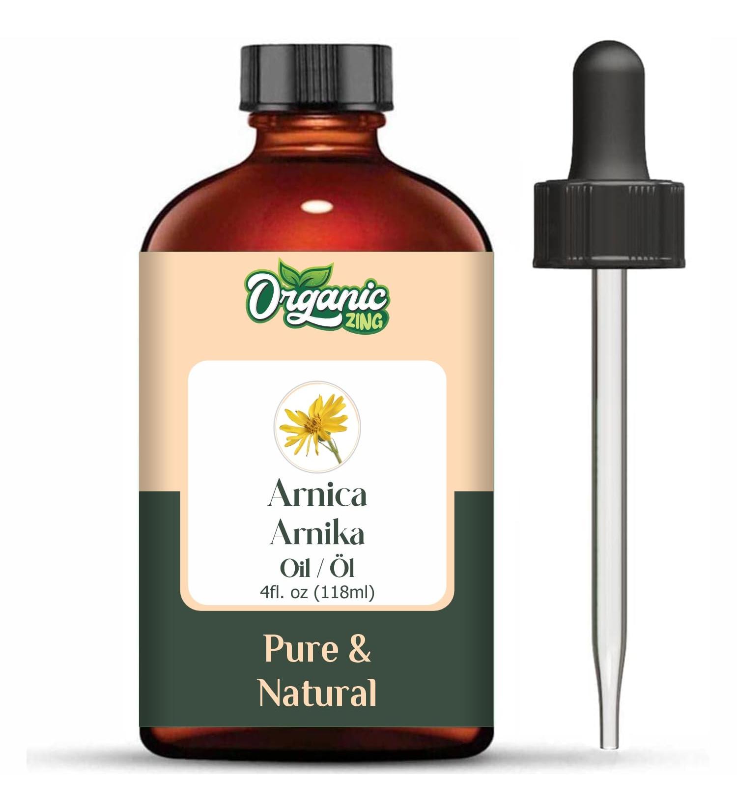  ORGANIC ZING Organic Zing Arnica (Arnica Montana) Oil | Pure & Natural Essential Oil for Skincare Hair Care & Massage - 118ml/4oz - Buy Online on GoSupps.com