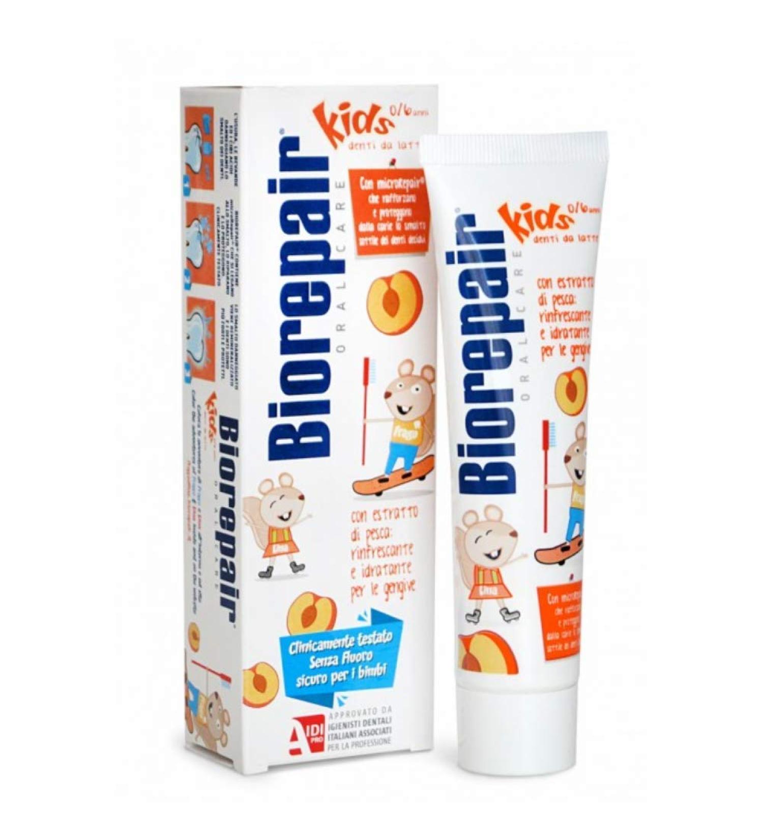 Biorepair Kids 0-6 Oral Care Toothpaste Peach 1.7fl.oz 50ml - Buy Online on GoSupps.com