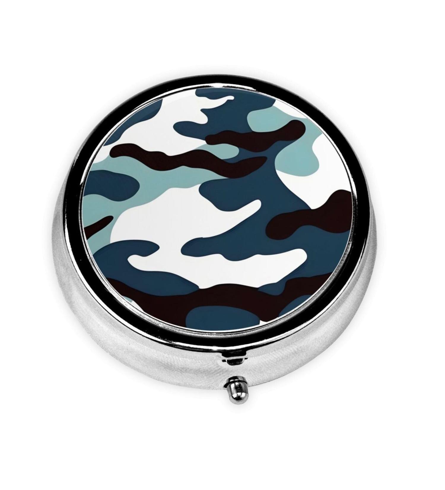 Marine Camouflage Round Pill Box Organizer | 3 Compartment Portable Travel Pill Box for Travelers - International Shipping Available - Buy Online on GoSupps.com