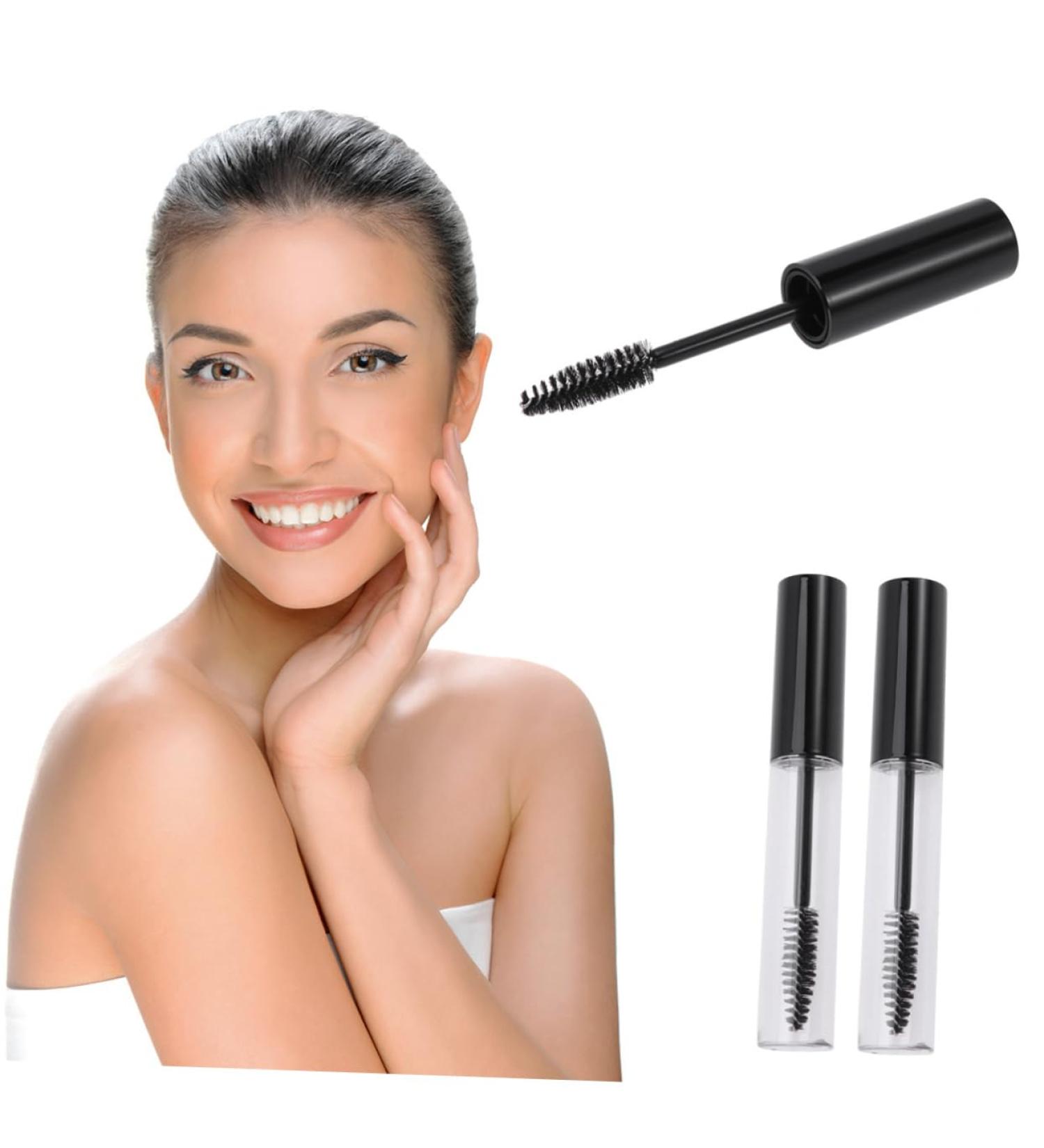 PLAFOPE 4pcs Eyelash Brush Tube Mascara Tube with Wand Black Lid Empty Eyelash Tube Lip Gloss Tubes - Buy Online on GoSupps.com