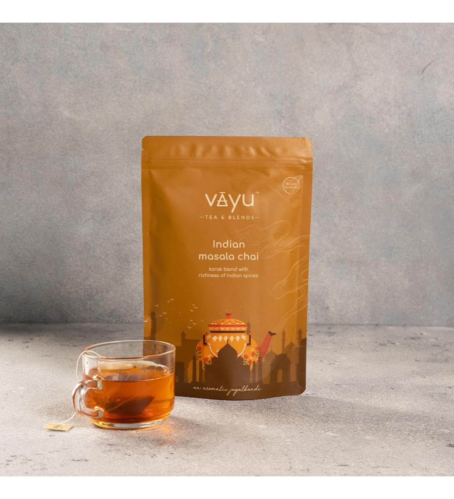 Vayu Indian Masala Chai (100% Assam Chai) Loose Leaf Pouch of 180 grams - Buy Online on GoSupps.com