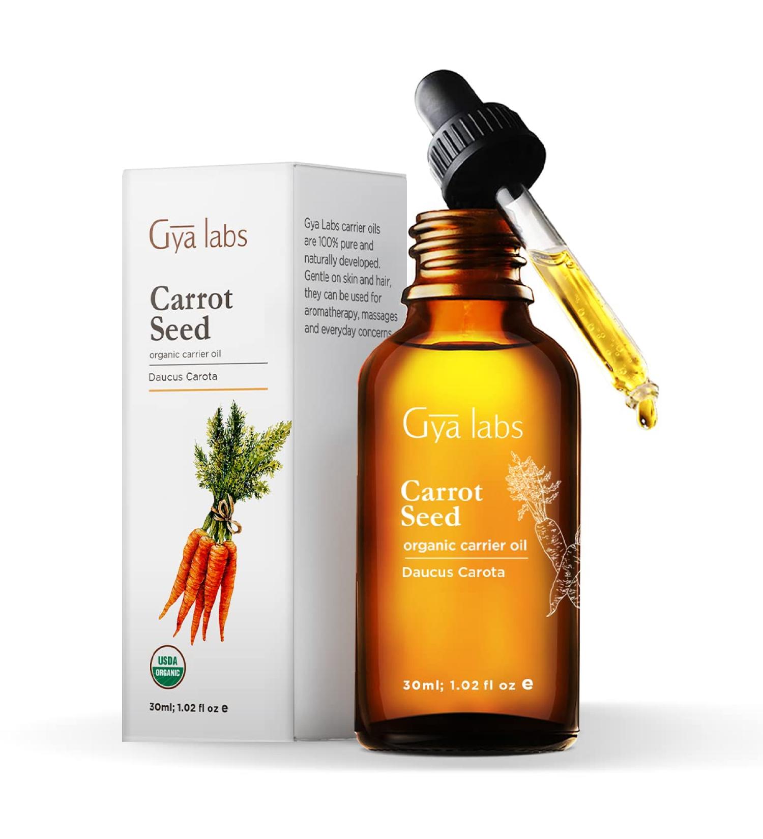 Gya Labs Organic Carrot Seed Carrier Oil 1.02 oz - Soothing Moisturizing & Nourishing Skin - 100% Pure Carrot Seed Oil for Face & Body - 1.02 Fl Oz - Buy Online on GoSupps.com
