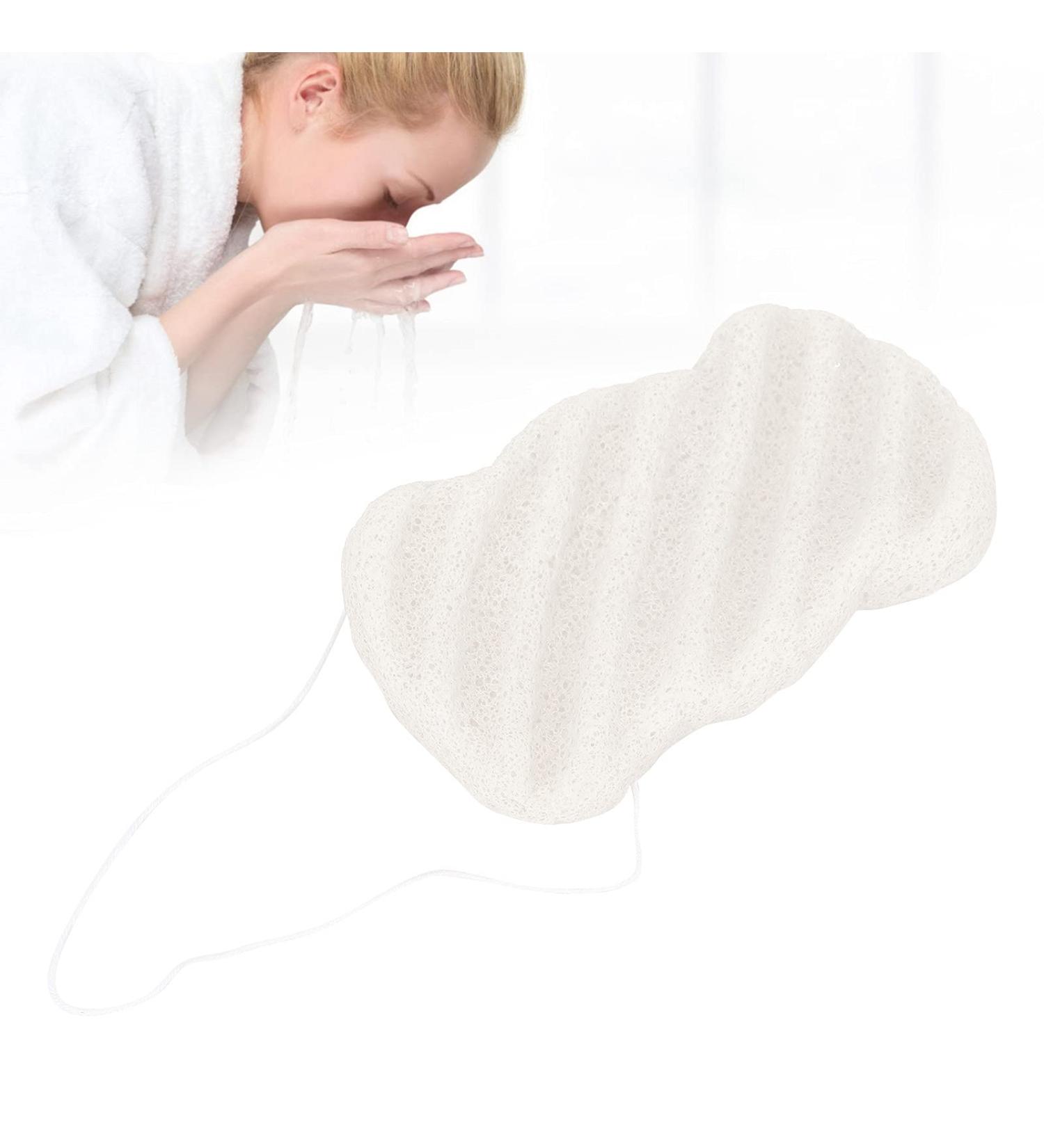 Konjac Facial Sponge Cleaner Sponge Made of Vegetable Fiber Clay Sponges for Normal Sensitive Skin Dirty Peeling Bathroom Sponge Dry Condition Long Wave (White) - Buy Online on GoSupps.com