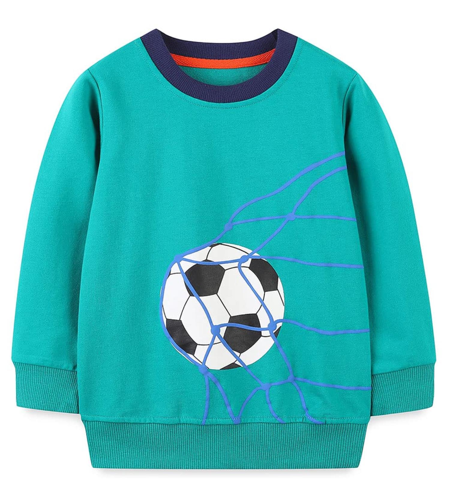 Boys Dinosaur Sweatshirt | Kids Cotton Jumper | Long Sleeve Casual Top | Toddler Girls Shirts | Baby Clothes 1-8 Years | 2-3 Years Football Design - Buy Online on GoSupps.com