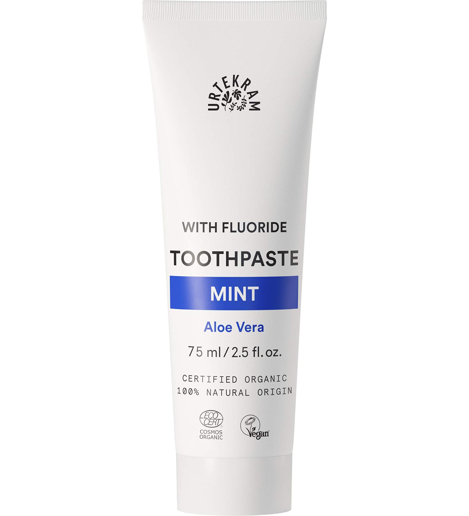 Urtekram Organic Mint Toothpaste with Fluoride - 75ml | Natural Oral Care - Buy Online on GoSupps.com