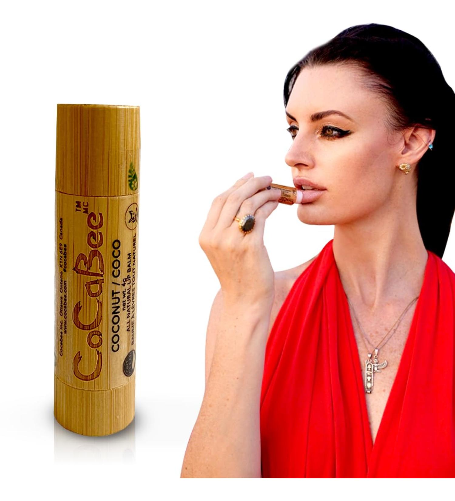 CoCaBee Lip Balm Lip Moisturizer for Dry And Chapped Lip Repair Lip balms for Women Men & Kids 100% Natural and Organic Chapstick Lip Balm For Soft And Shiny Lip Care Balm With Bamboo Packaging (Coconut) Lip chap stick - Buy Online on GoSupps.com