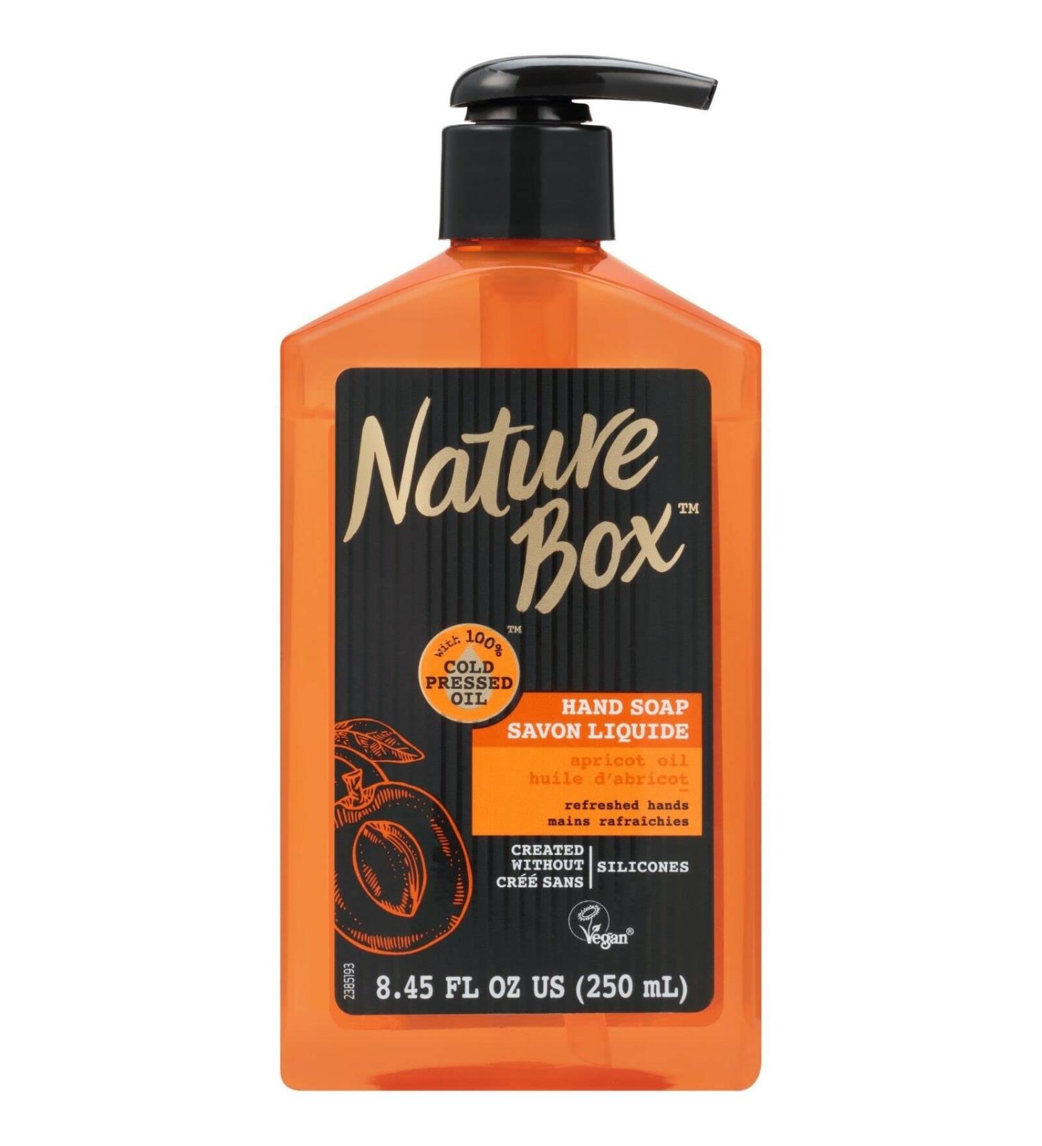Nature Box Liquid Hand Soap - for Refreshed Hands with 100% Cold Pressed Apricot Oil 8.45 Ounce