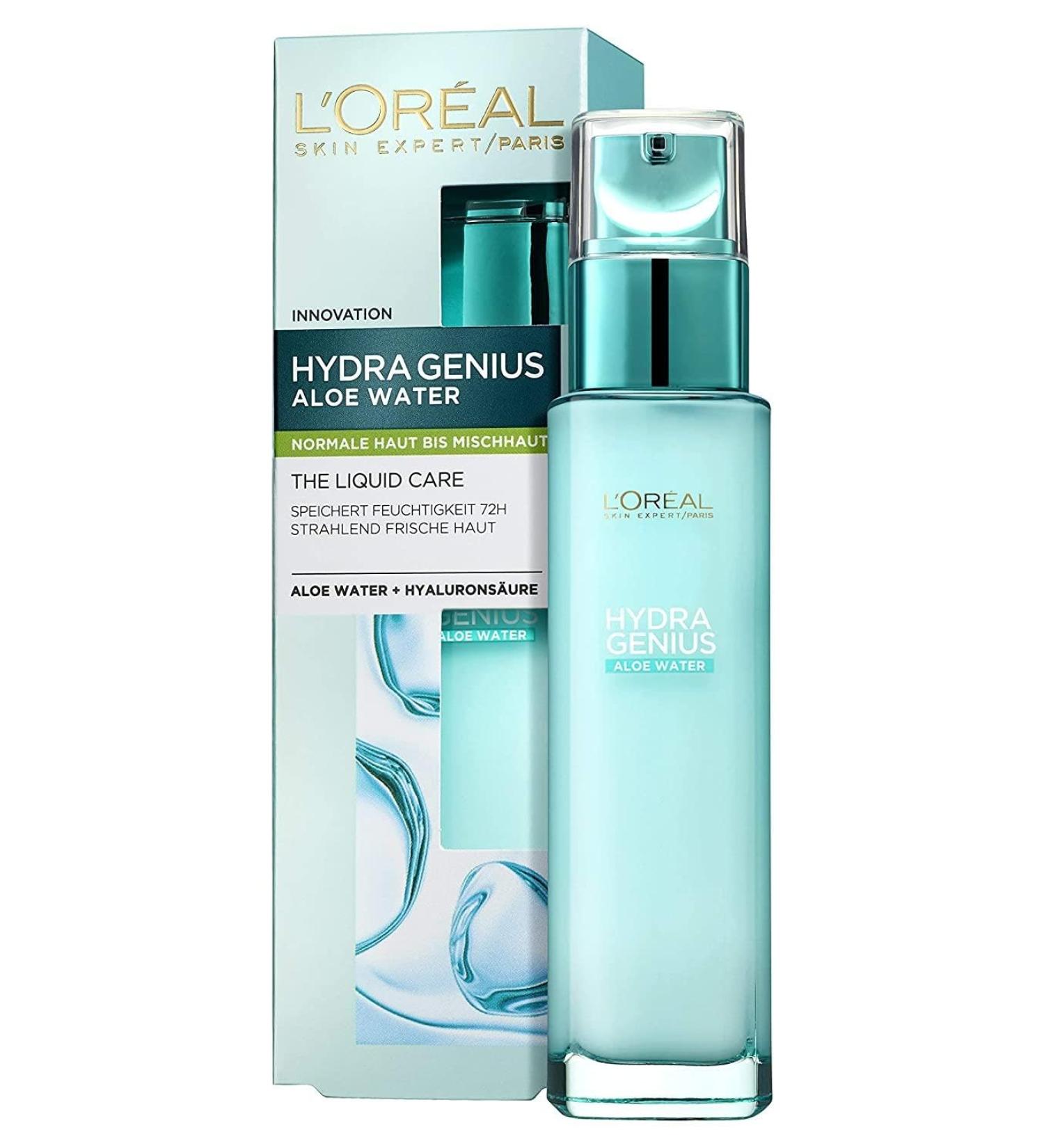 L'Or al Paris Hydra Genius Aloe Water - Moisture Fluid for Normal to Combination Skin | Hydration & Freshness | 70ml & 140ml Pack - Buy Online on GoSupps.com