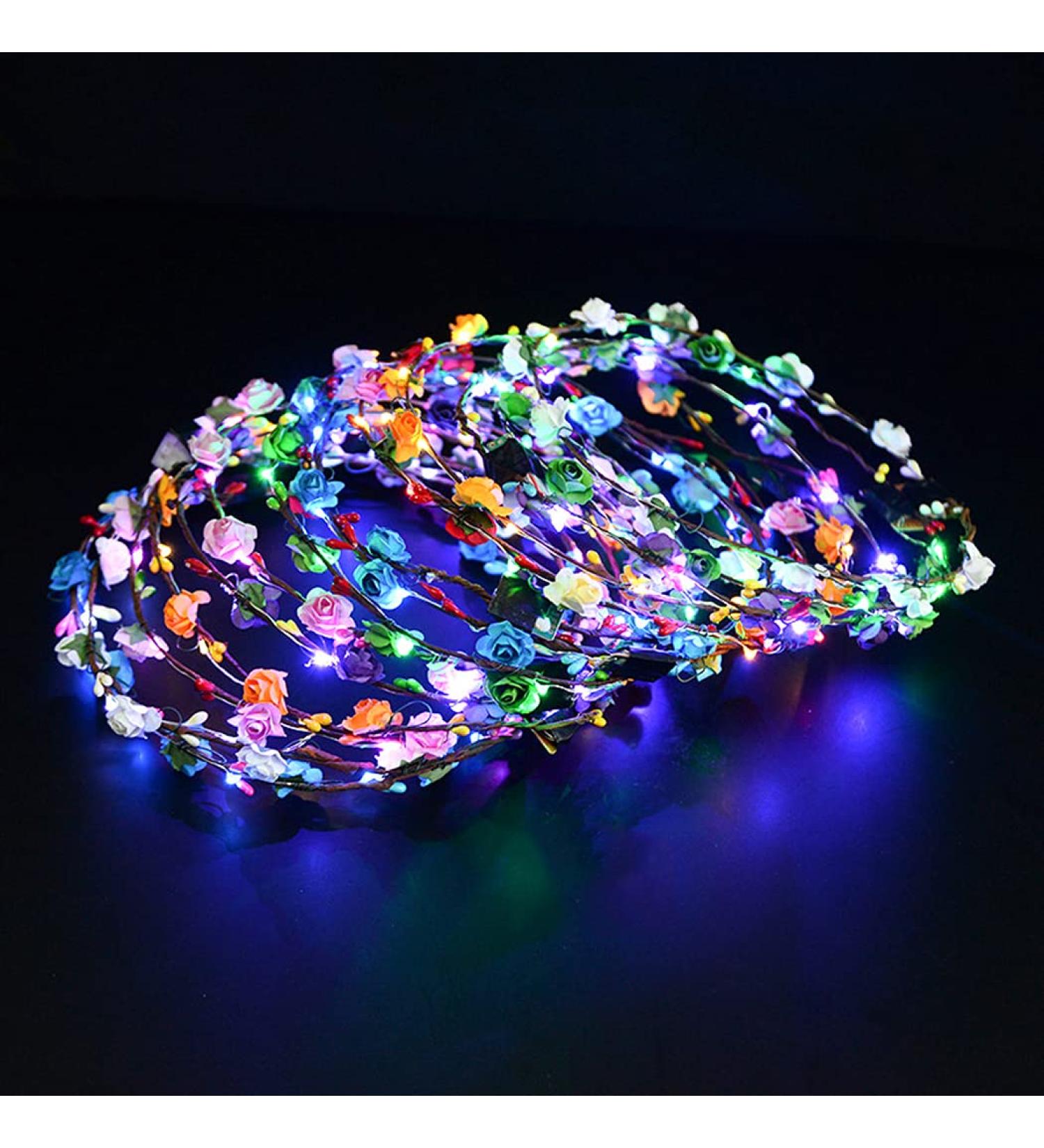 LED Flower Crown Headband - 20 Pcs Luminous Light Up Wreath for Girls, Women - Ideal for Wedding, Festival, Christmas, Halloween Party - Buy Online on GoSupps.com