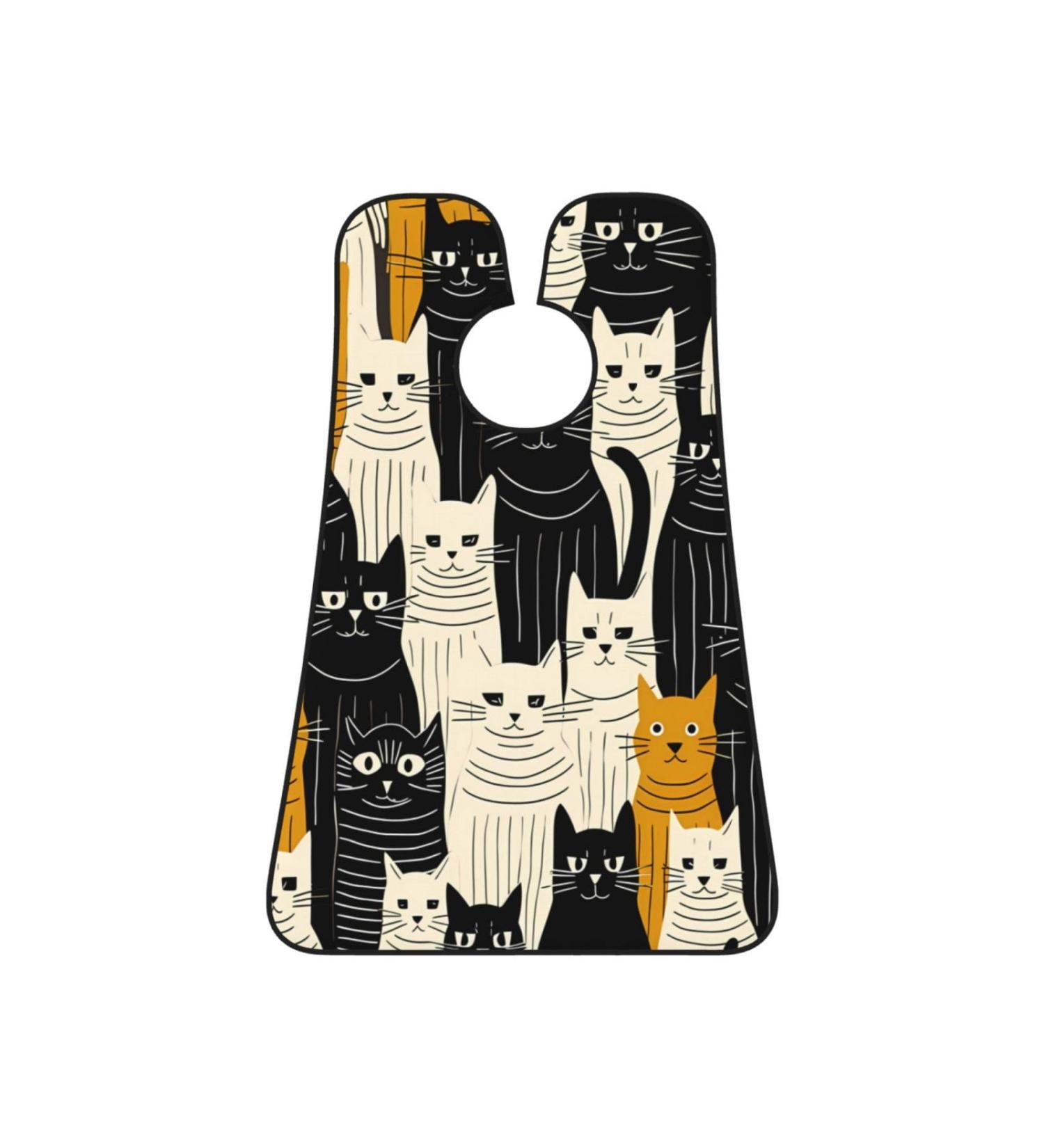 Black & White Cat Beard Bib - Funny Hair Catcher Non-Stick Grooming Cloth & Apron for Men | Perfect Gift for Grooming & Shaving - Buy Online on GoSupps.com