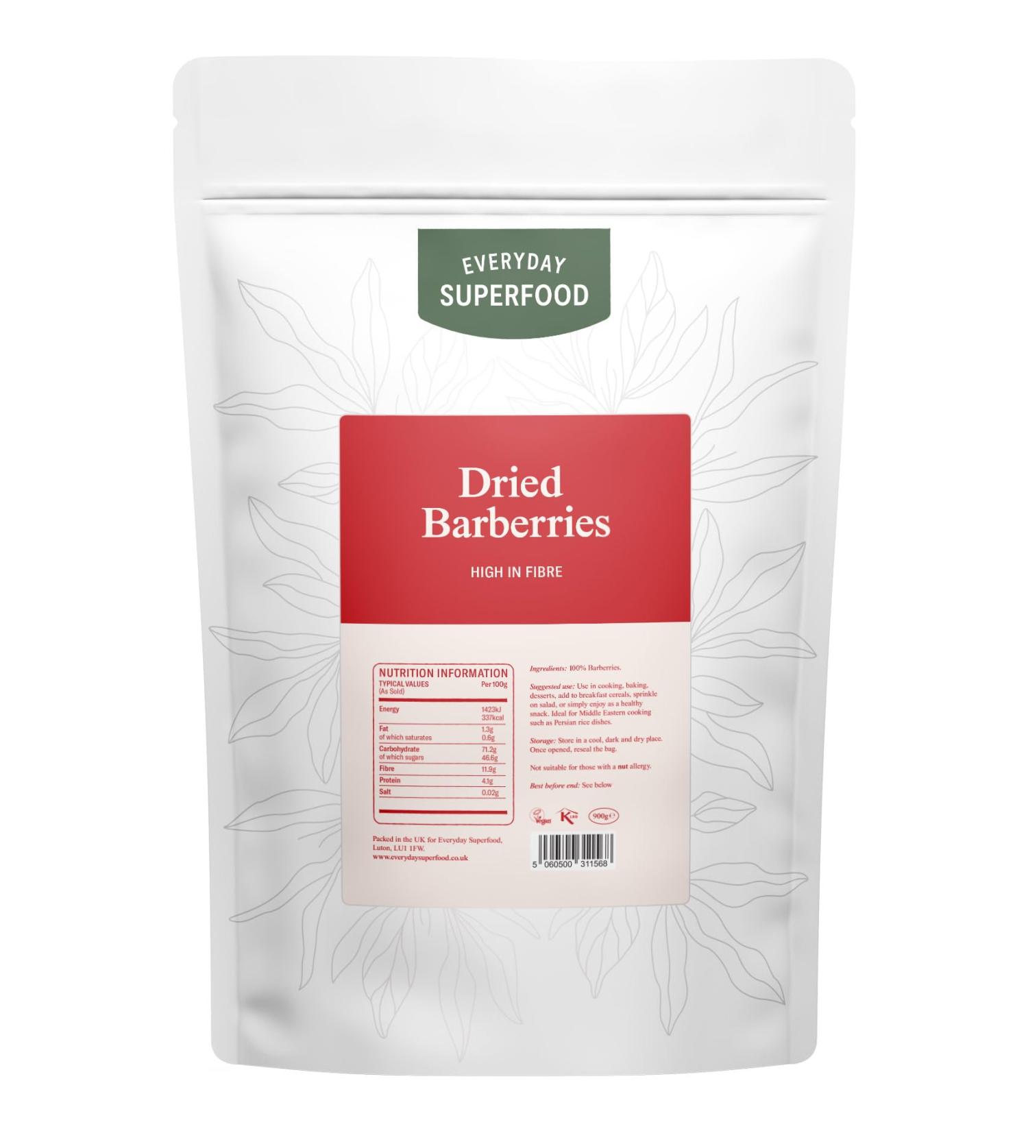 Everyday Superfood Dried Barberries 900g Raw & Natural Great Dried Cranberries Alternative Certified Vegan & Kosher