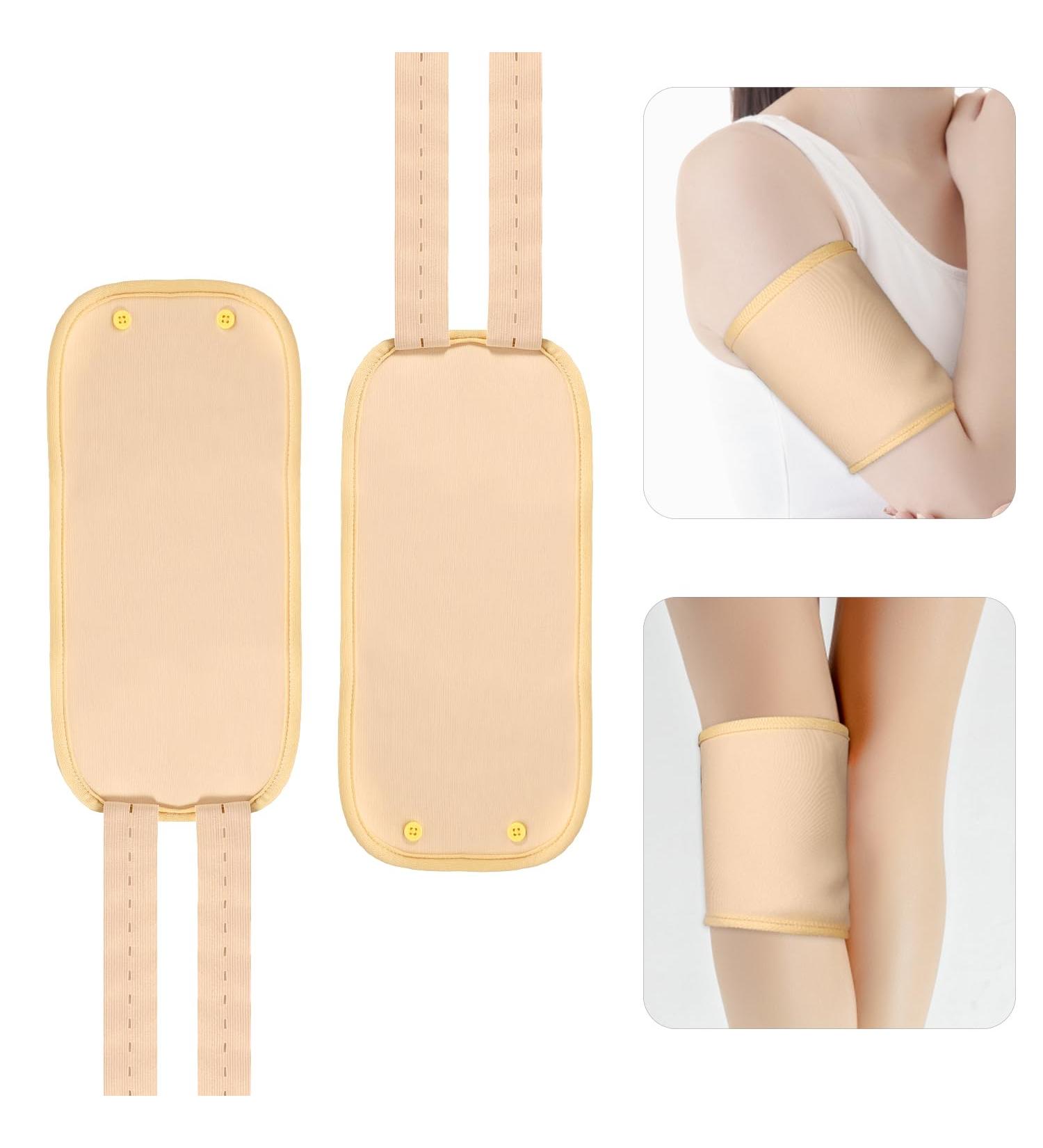 2 Reusable Organic Cotton Castor Oil Packs for Knee Relief - Adjustable Khaki Wrap with Rubber Band - Buy Online on GoSupps.com