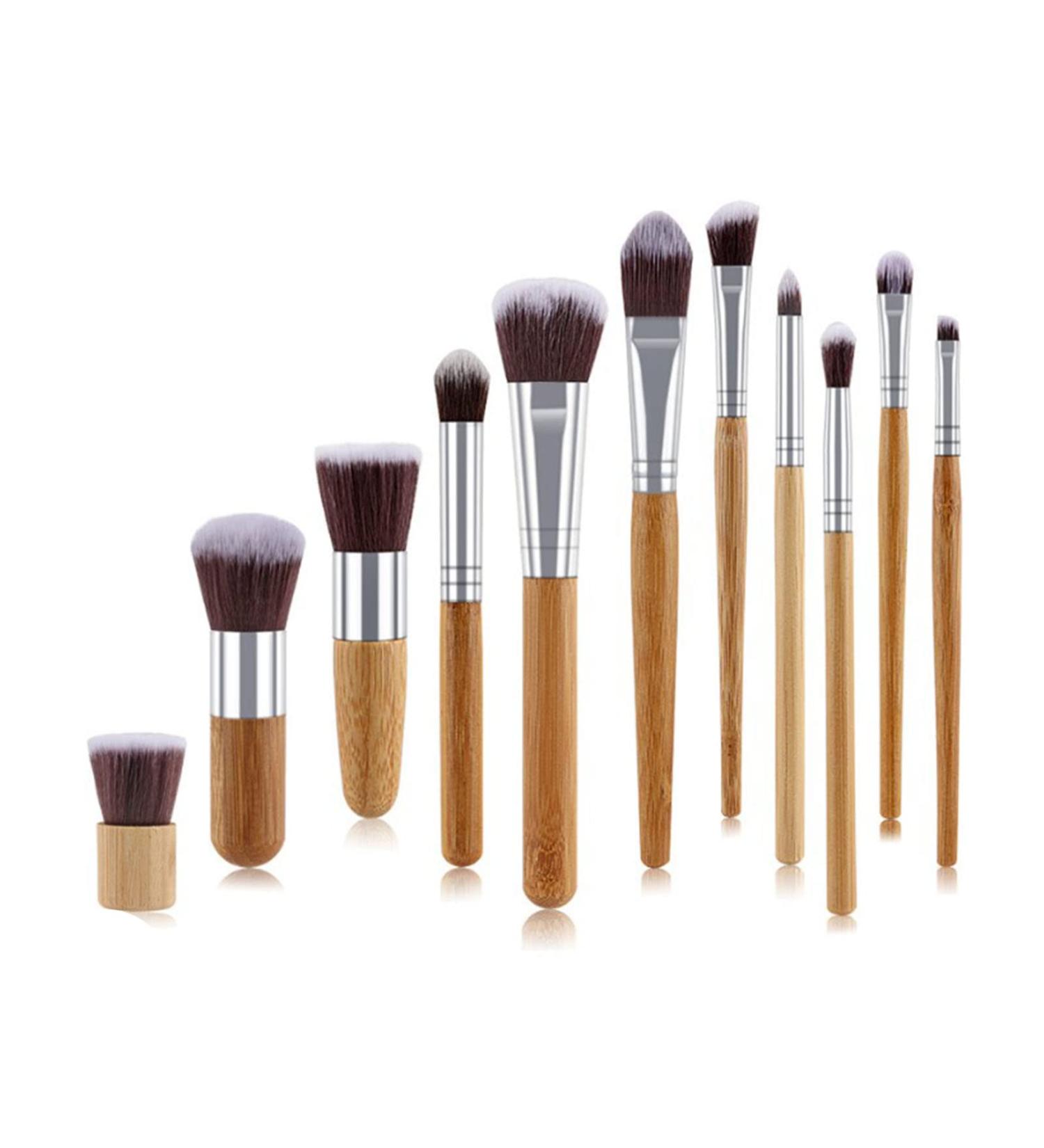 Professional 11-Piece Bamboo Handle Makeup Brush Set | Premium Cosmetic Beauty Tools for Flawless Application - International Shipping Available - Buy Online on GoSupps.com