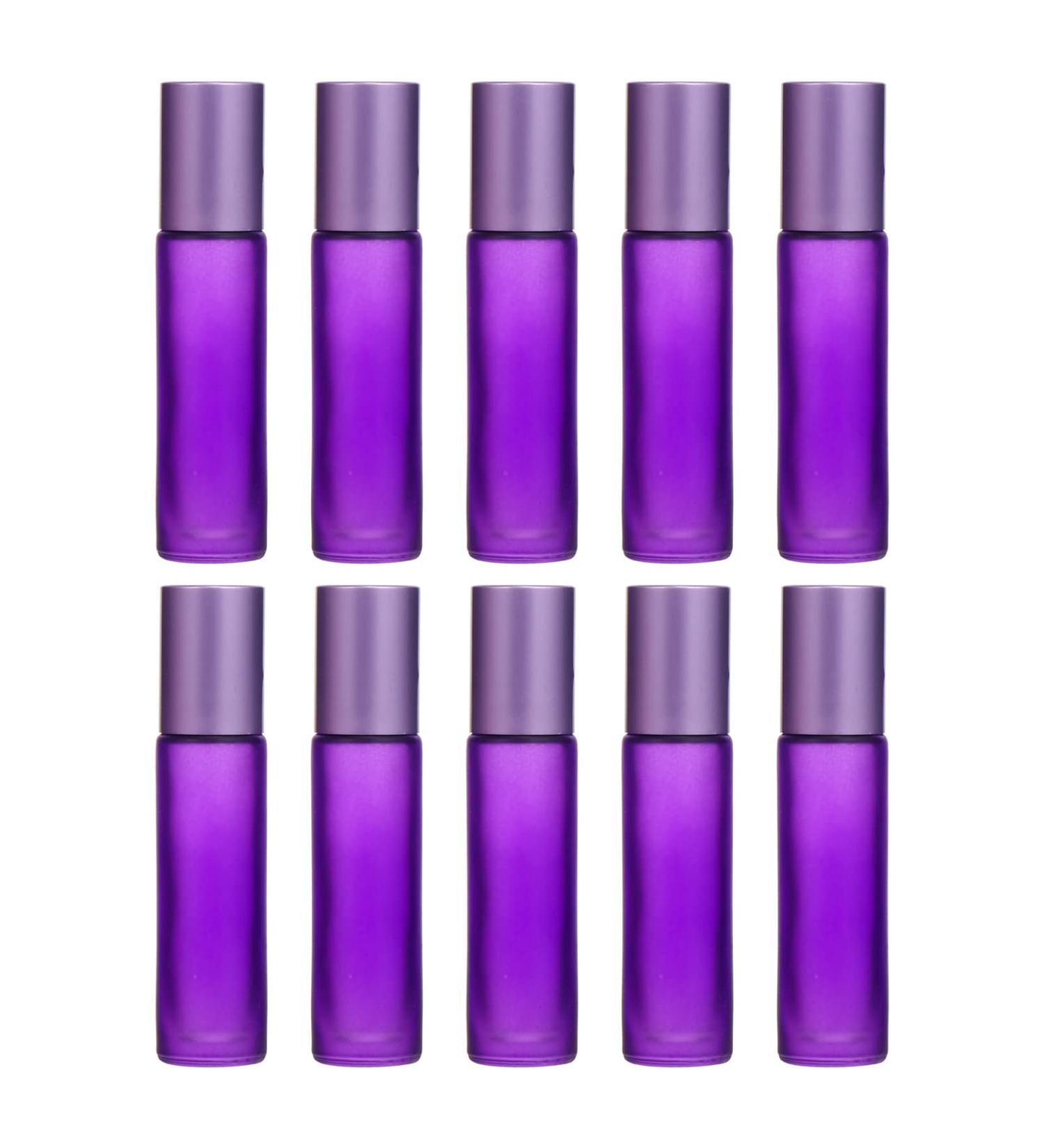 10 Pack 10ml Purple Essential Oil Roller Bottles - Glass Roll on Bottles for Perfume & Samples - Buy Online on GoSupps.com