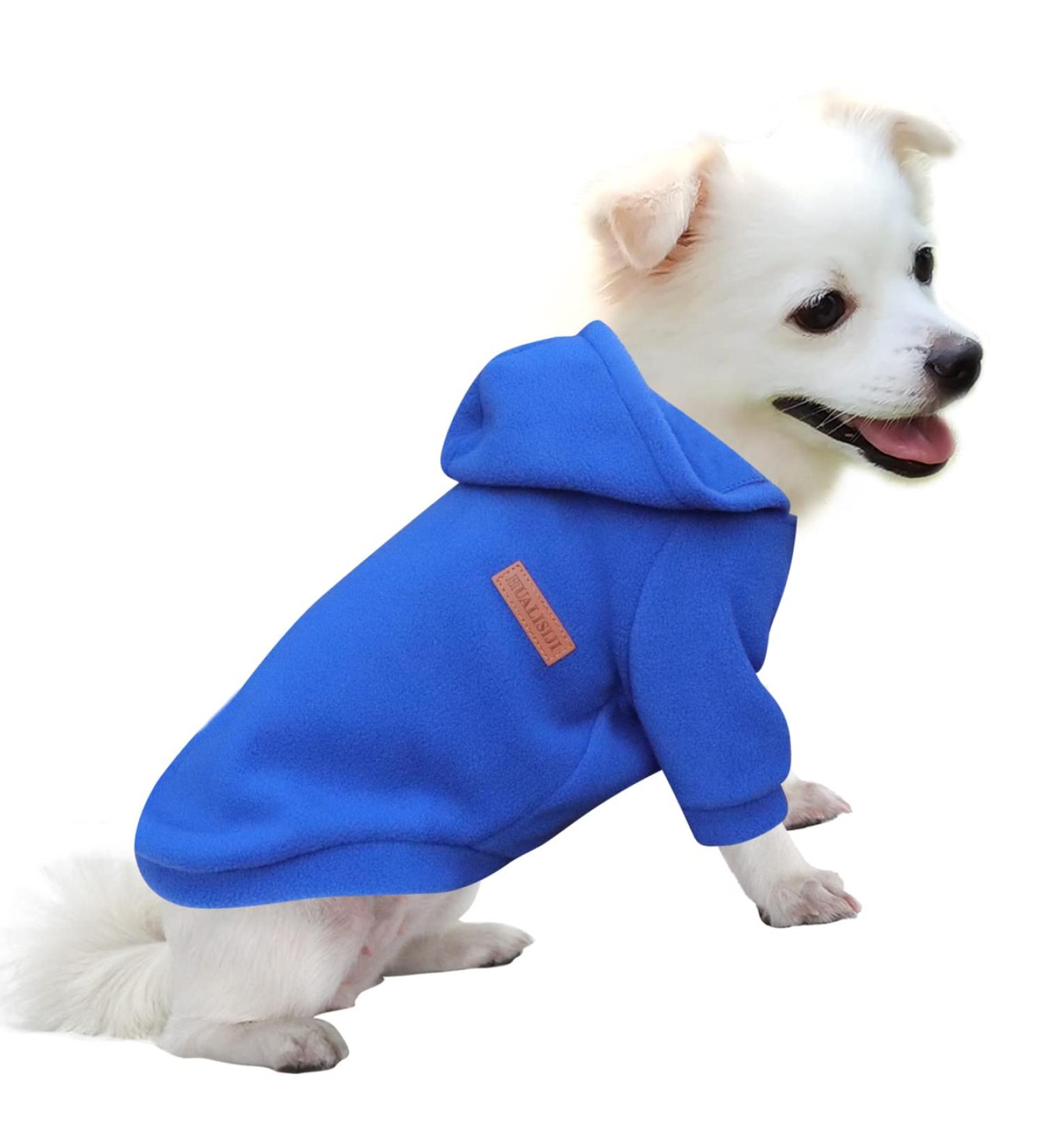 Hualisiji Dog Hoodie & Fleece Sweater - Warm Lightweight Sweatshirt for Chihuahuas - Soft Texture & Easy Wear - Available in Dark Blue (S) - Buy Online on GoSupps.com