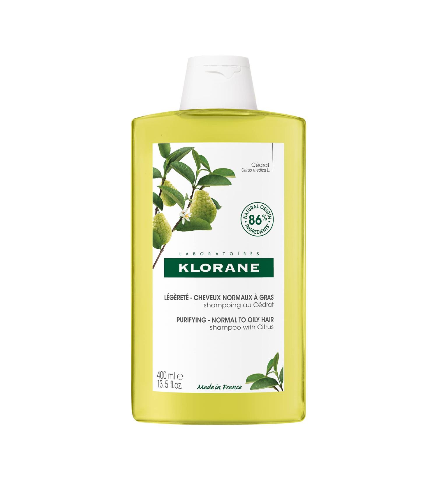 Klorane - Purifying Shampoo with Citrus Pulp - Normal to Oily Hair - Purifies Detoxifies Hair & Scalp Removes Buildup Neutralizes Hard Water Paraben SLS Free - 400ml - Buy Online on GoSupps.com