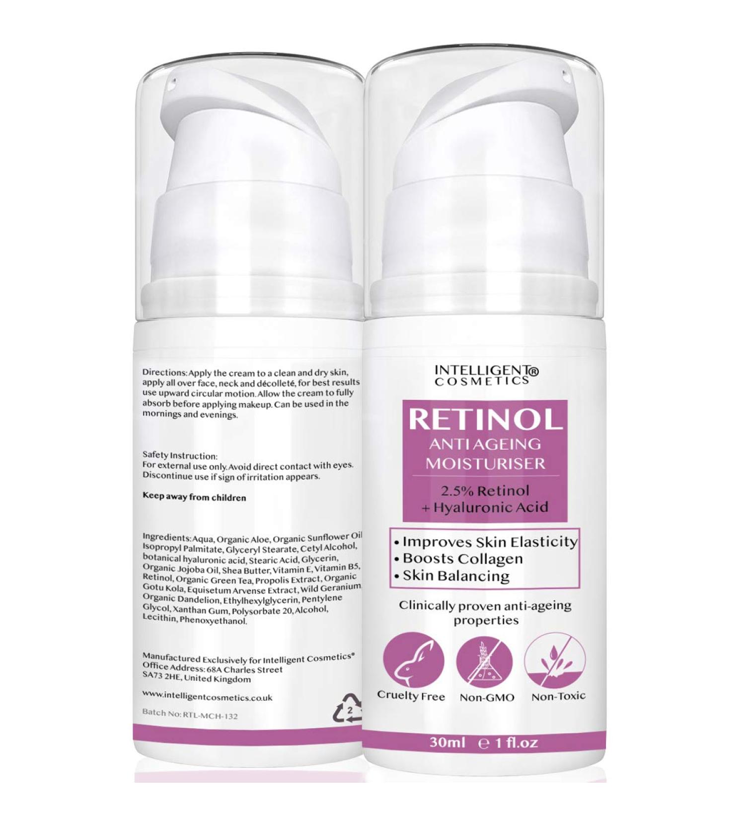 2.5% Retinol Collagen Rejuvenating Cream with Hyaluronic Acid Vitamin E Vitamin B5 and Organic Facial Oils Anti Ageing - Wrinkle Moisturiser for Younger Looking Skin 30ml - Buy Online on GoSupps.com