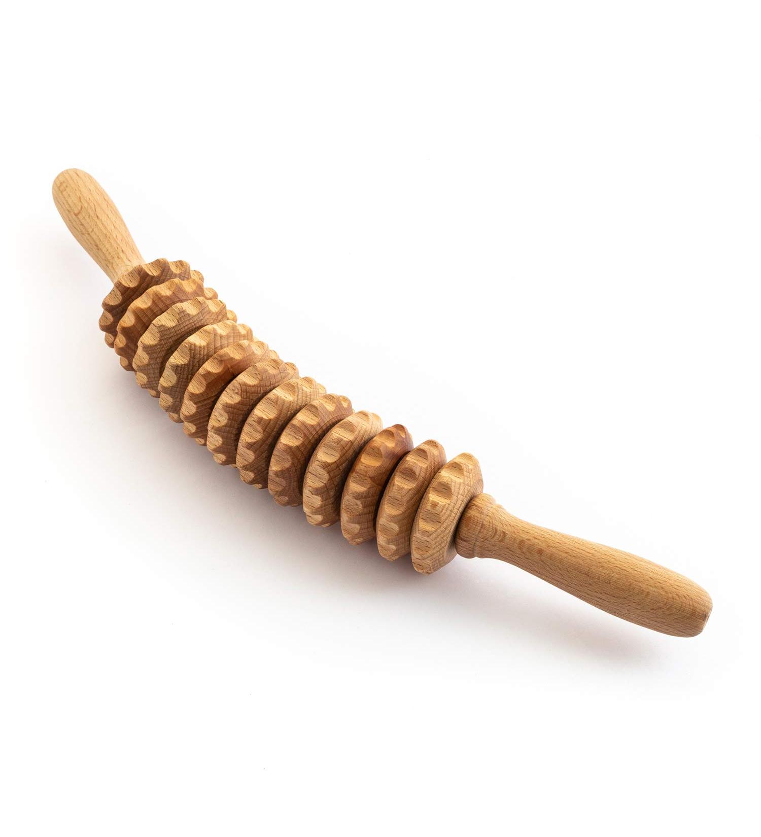 Ribnican Anti-Cellulite Massage Roller - Wooden Maderotherapy Massager with Handle - 40 cm | International Shipping - Buy Online on GoSupps.com