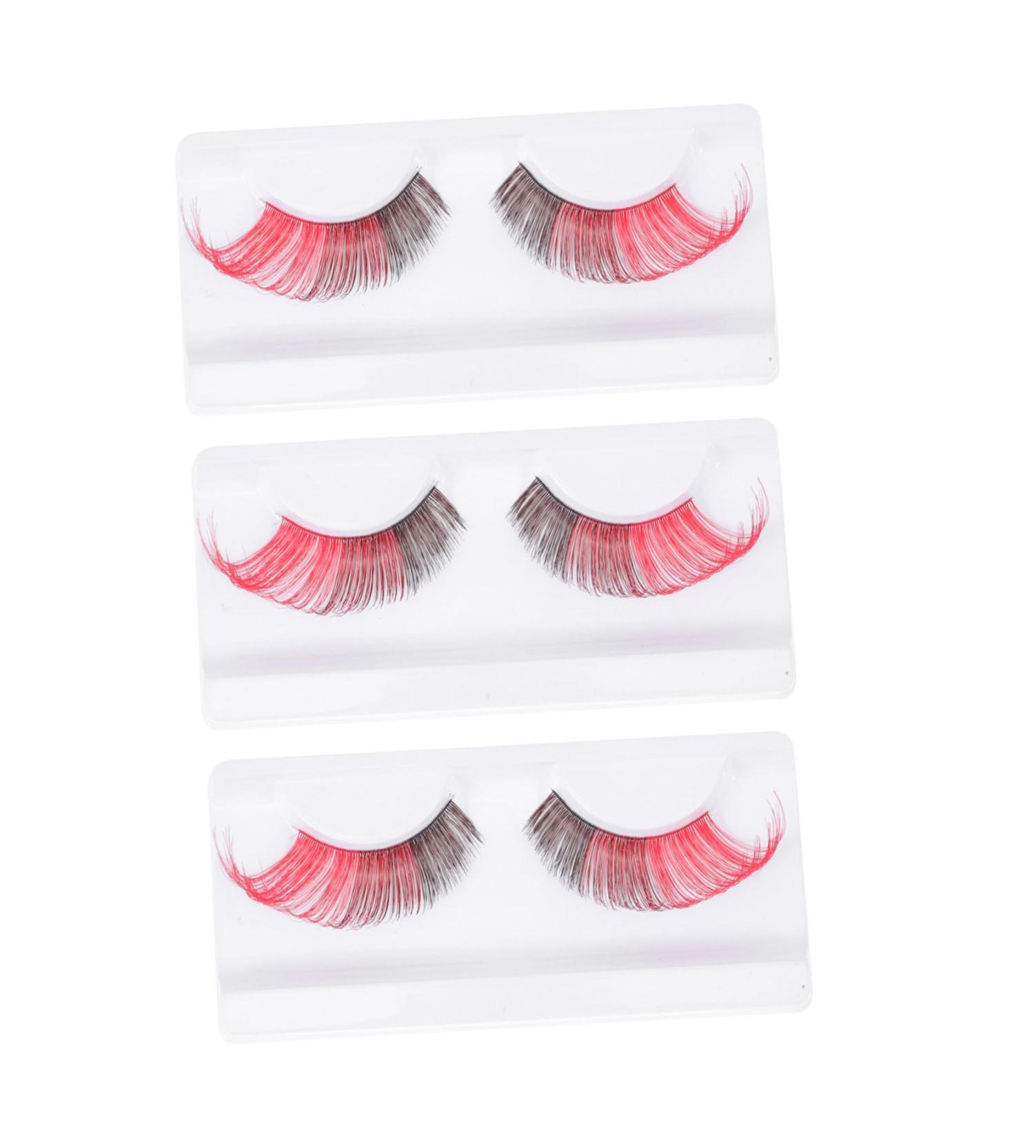 3Pairs halloween false eyelashes Eye Lashes Extension for Halloween Artificial Eyelashes fake lash false eyelashes magnetic Makeup Eyelash Miss multicolor decorate imported fiber - Buy Online on GoSupps.com