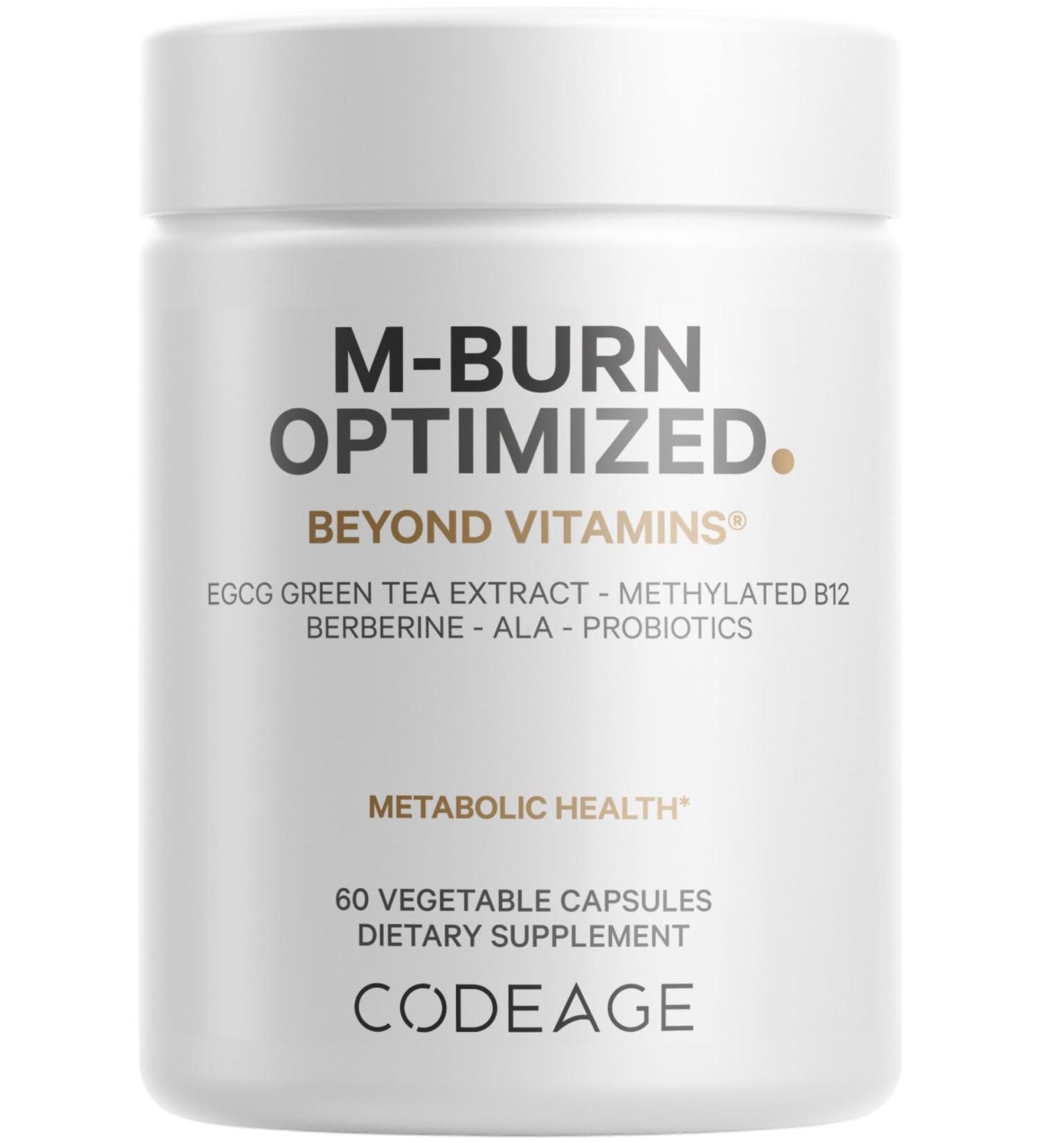 Codeage M-Burn Optimized Supplement - Decaffeinated Green Tea Std. to 50% EGCG Berberine Akkermansia Vitamin B12 - Probiotics - Vitamins - 60 Capsules - Buy Online on GoSupps.com