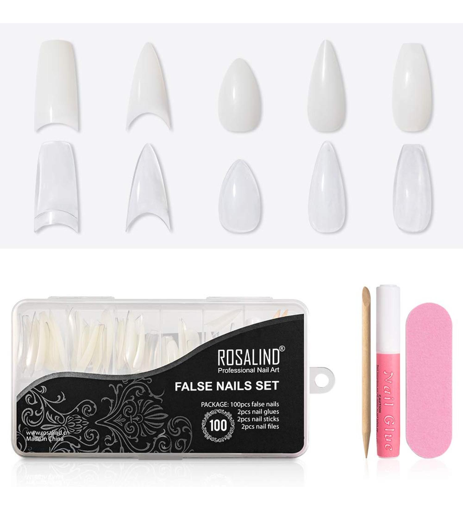 100pcs Artificial Nail Tips - 5 Sizes 2 Colors Boxed with Glue - Perfect for Nail Design - Buy Online on GoSupps.com