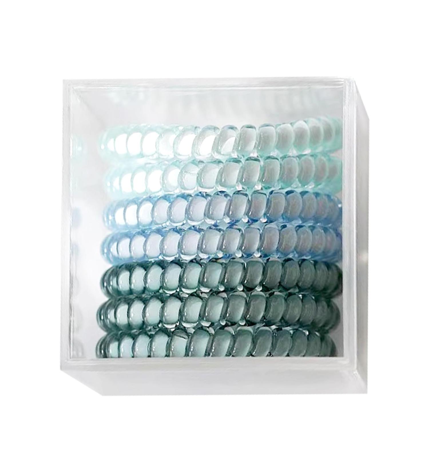 Spiral Hair Ties for Women & Girls High-End Translucent Hair Accessories Durable and Elegant Colorful Bands Telephone Cord Bobbles Premium Quality Crystalline Holders (green line) - Buy Online on GoSupps.com
