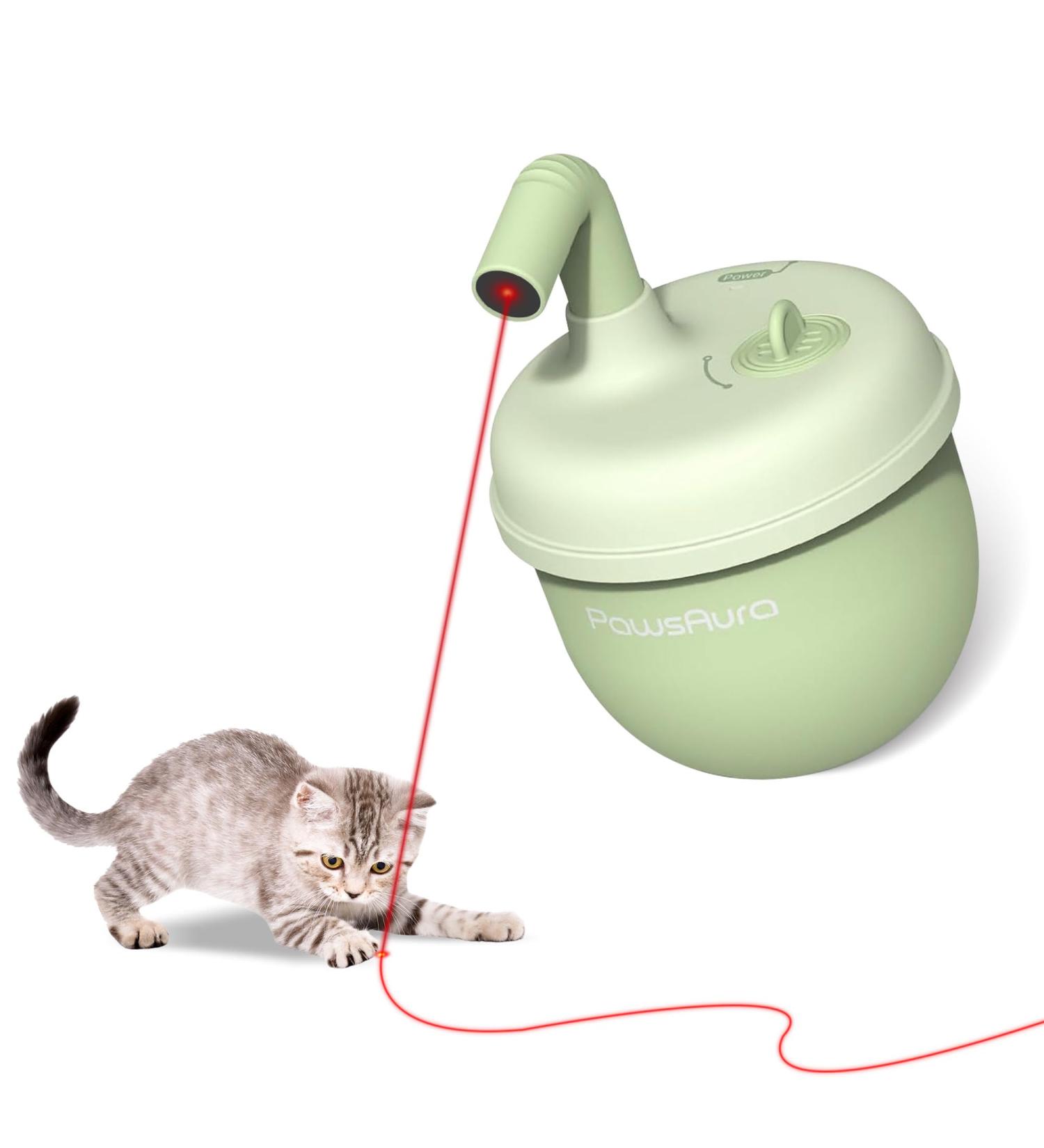 NWK Cat Laser Toy Rechargeable Cat Laser Pointer with 360 Irregular Rotation and Tumbler Design Fast & Slow Mode Available Automatic Cat Toy with Catnip for Indoor Cat (Green) S Green - Buy Online on GoSupps.com