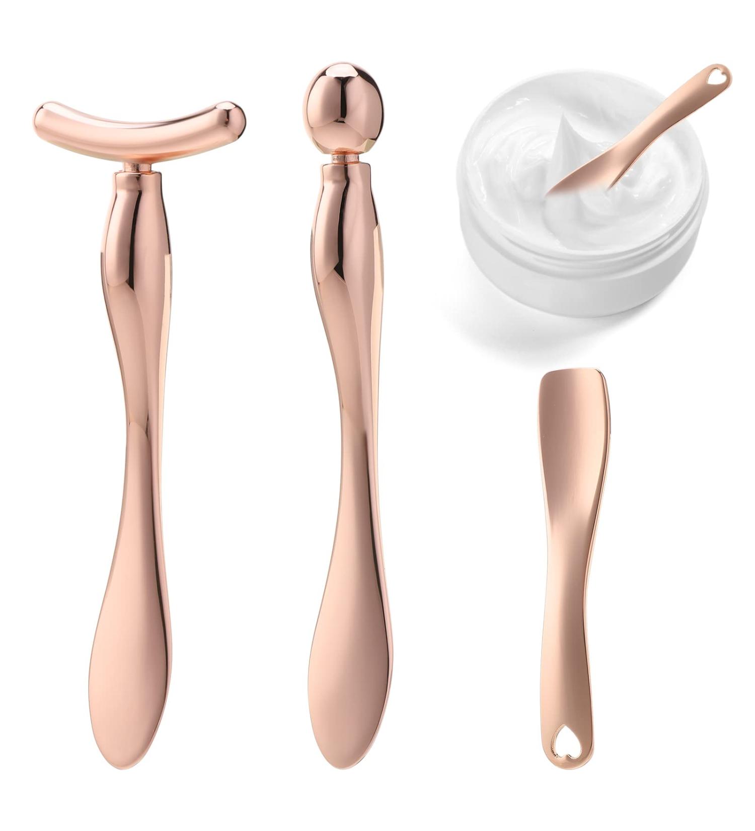 Sibba 3 PCS Makeup Spatula Set - Beauty Skincare Tools for Facial Lotion, Face Cream, Masks - Metal Spoons for Mixing and Applying Creams - Esthetician Approved - Buy Online on GoSupps.com