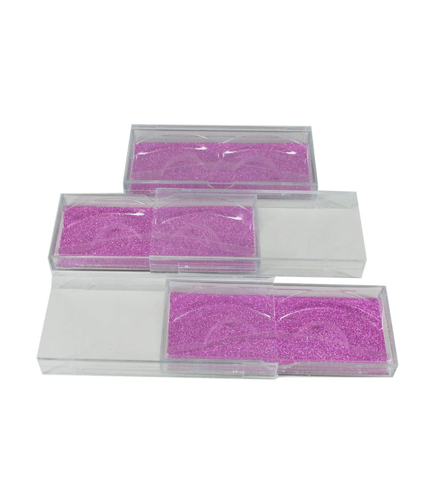 Eyelash Cases Empty Wholesale Pink Glitter Plastic Lash Packaging Boxes 10pcs (Pink2)