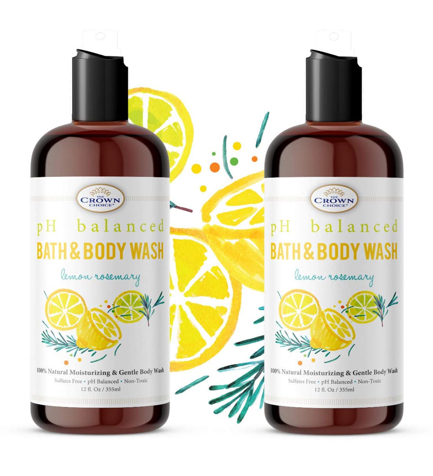 Sensitive Skin Body Wash for Women & Men - 2PACK pH5.5 | Moisturizing Sulfate-Free Shower Gel with Lemon Zest | Chemical-Free Cleanser - Buy Online on GoSupps.com