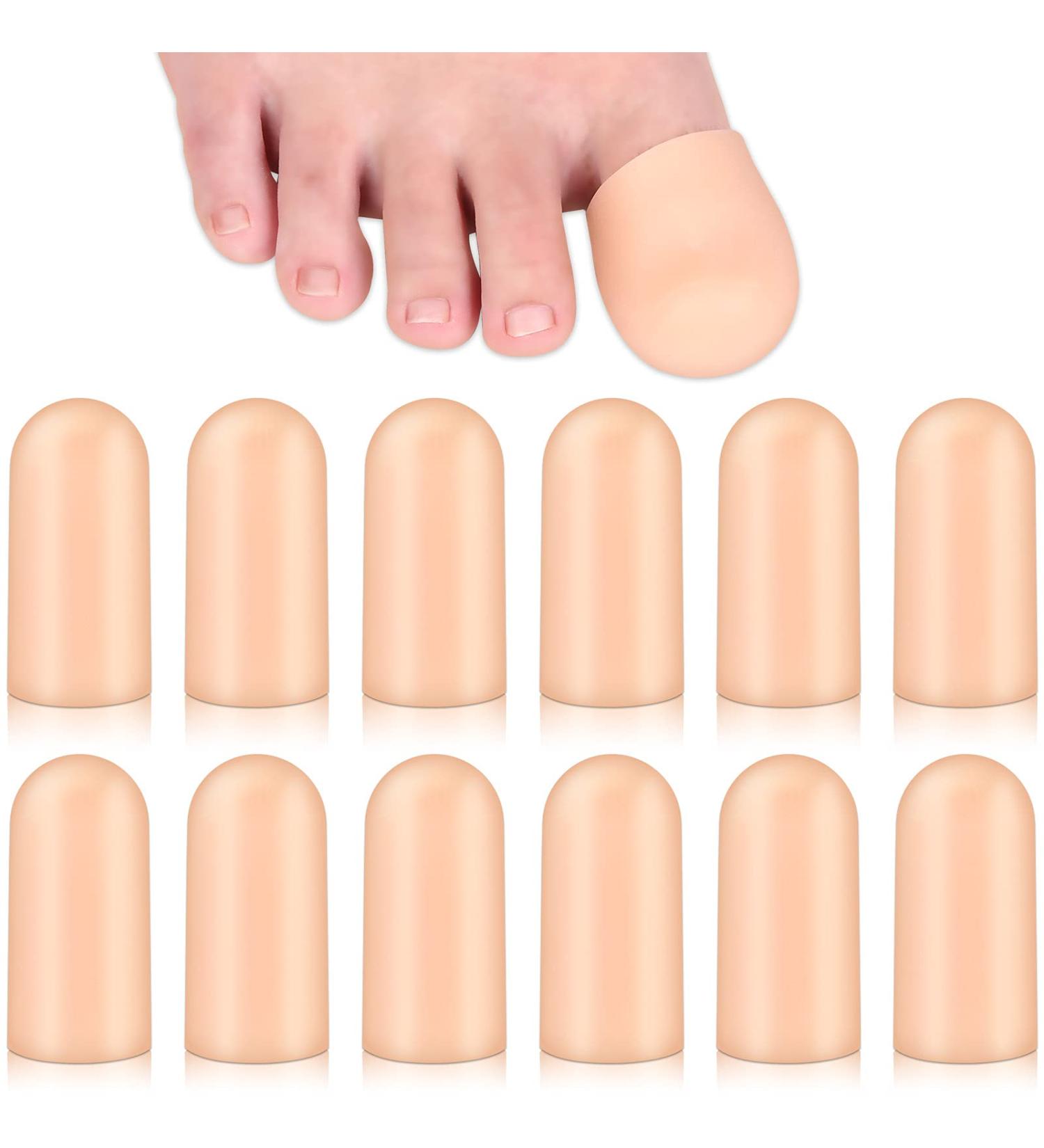 Nude Gel Toe Caps - 12 Pcs Silicone Toe Protectors for Ingrown Toenails, Corns, Blister, Calluses - Toe Bandage Covers for Foot Pain Relief - Buy Online on GoSupps.com