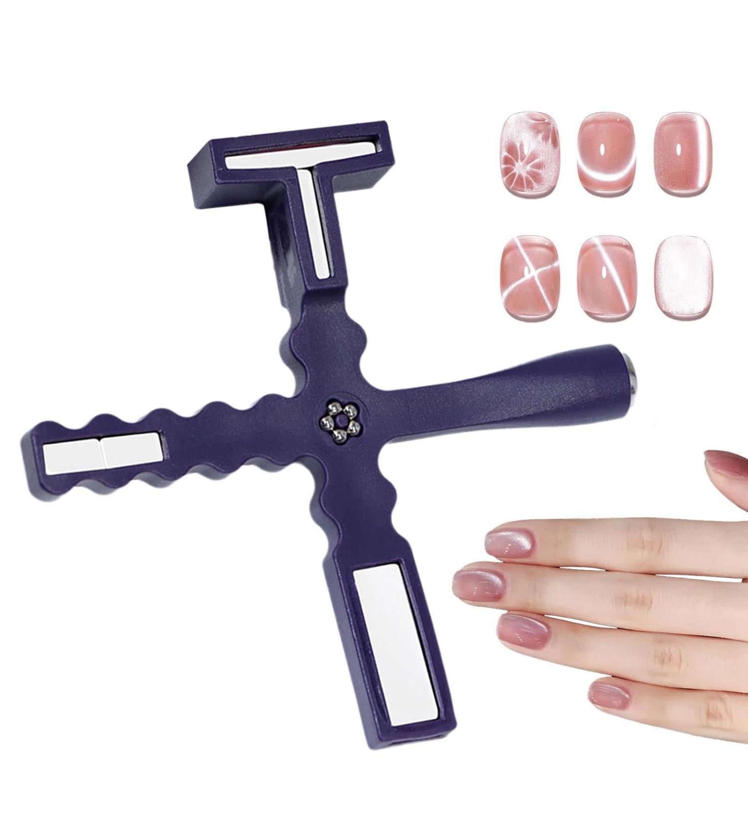 Dtaigou 5 in 1 Cat Eye Magnet for Nails Multi-Function Nail Magnets | 5 in 1 Nail Design Tools for Cat Eye Gel Nail Polish Design Home Manicure Purple - Buy Online on GoSupps.com
