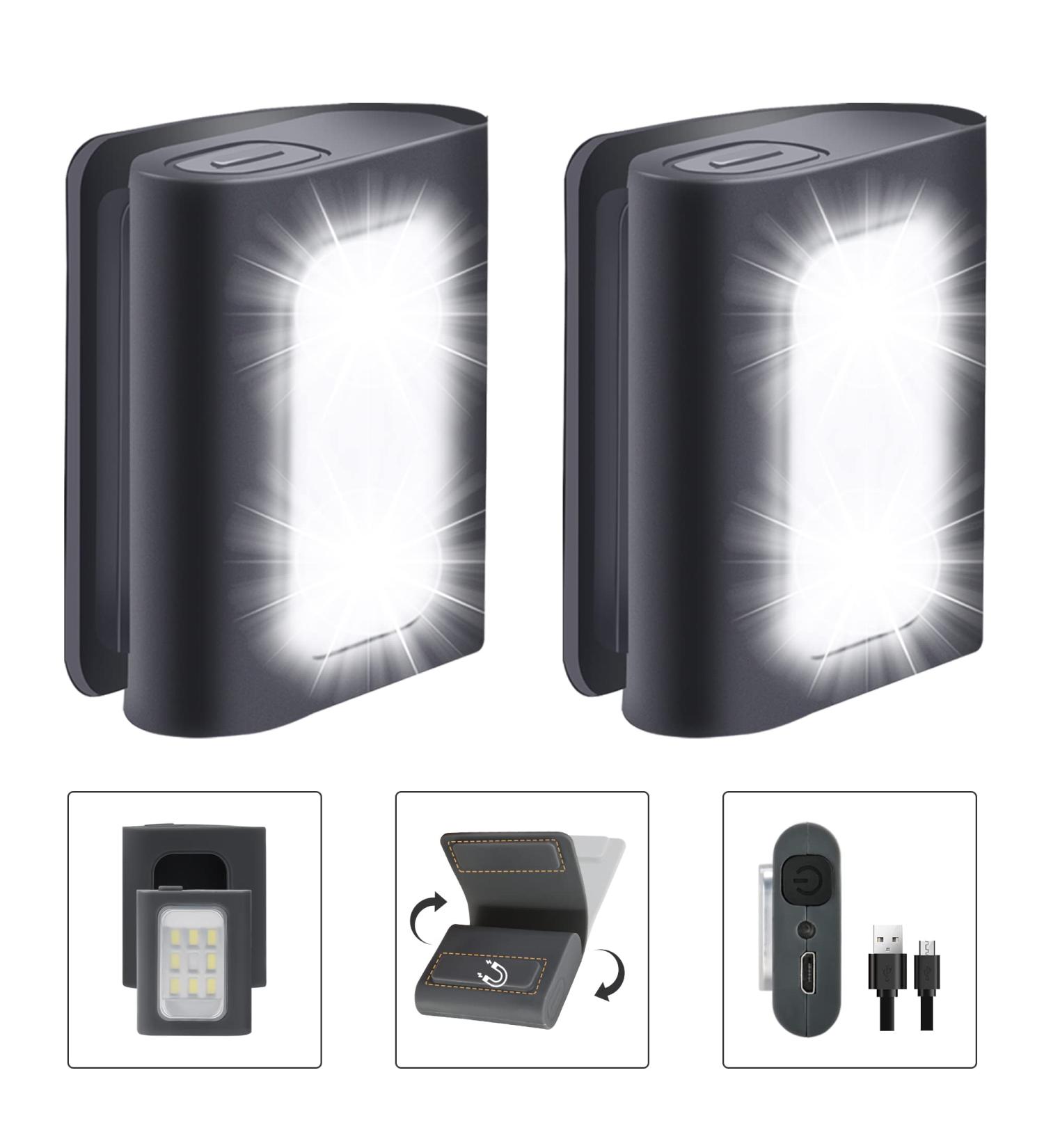 2-Pack Clip-on Rechargeable LED Running Lights | Strong Magnet | Reflective | 3 Modes | Red Strobe | for Runners, Joggers, Camping, Hiking | Outdoor Adventure - Buy Online on GoSupps.com
