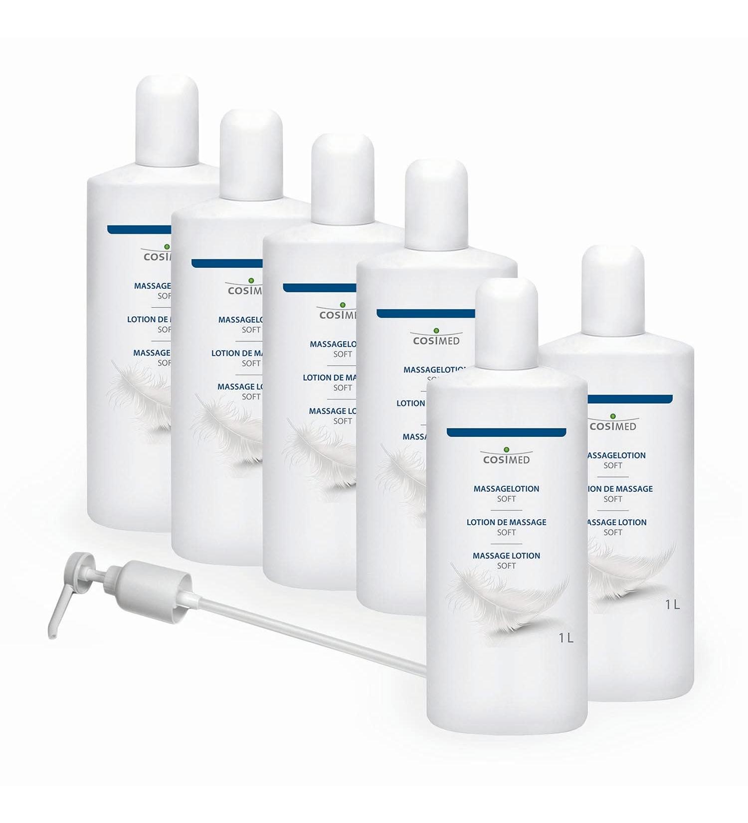 cosiMed Massage Lotion Soft | Bundle 6 x 1L | particularly skin-friendly | Made in Germany | incl. dosing pump
