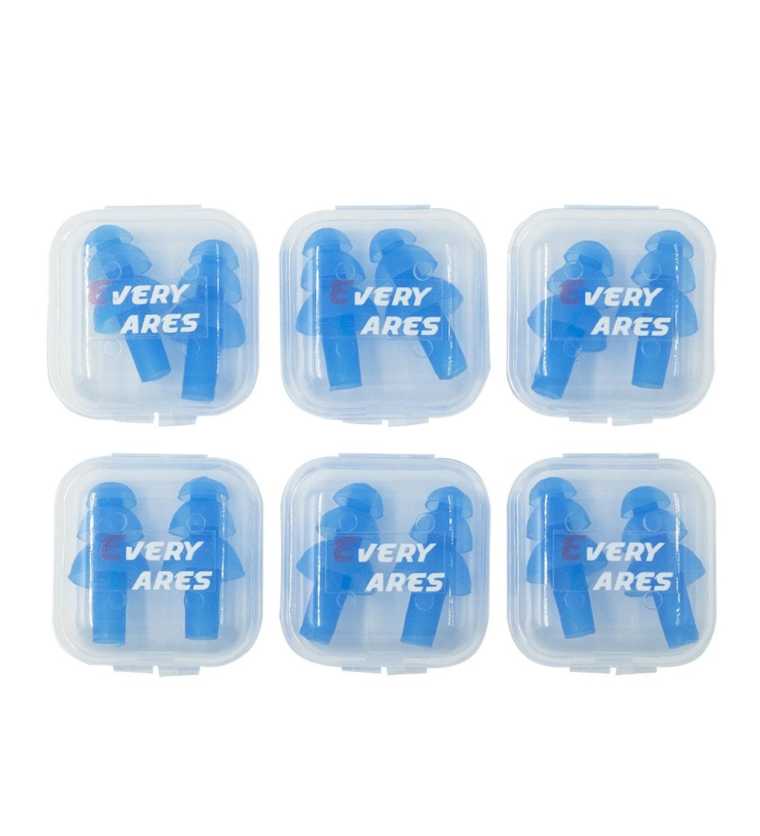 Every Cares Silicone Swimming Earplugs 6 Pairs - Comfortable & Waterproof Ear Plugs with Case - Blue - Buy Online on GoSupps.com
