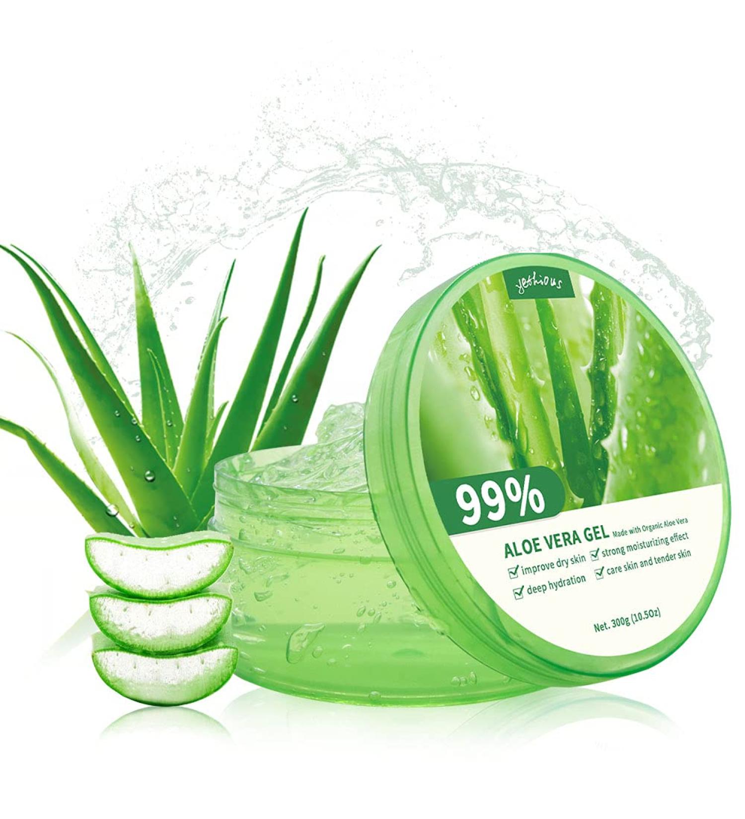 yethious Soothing Moisture Aloe Vera Gel 99% Pure Organic Aloe Vera Juice 10.50oz for Face Hair Skin Set - Buy Online on GoSupps.com
