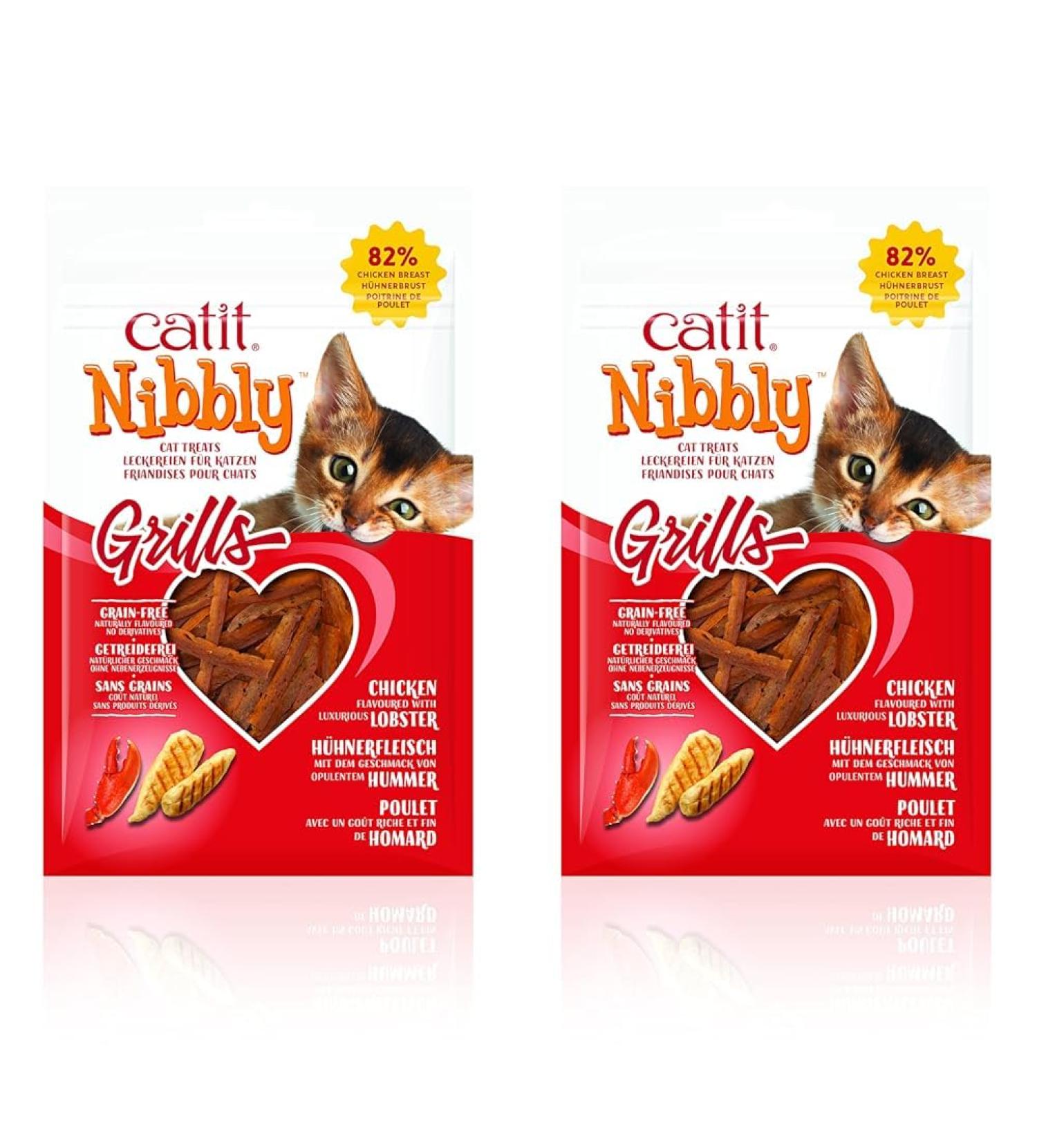 Catit Nibbly Grills Chicken and Lobster Chewable Strips for Cats 30g (Pack of 2) 30 g (Pack of 2)