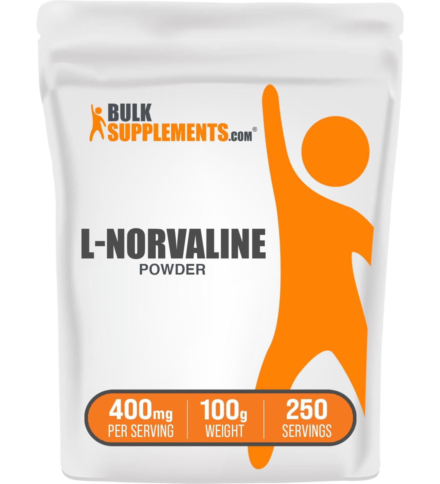 BulkSupplements.com L-Norvaline Powder - L-Norvaline Supplement Nitric Oxide Supplement Amino Acid - Gluten Free 400mg per Serving 100g (3.5 oz) (Pack of 1) 3.5 Ounce (Pack of 1) - Buy Online on GoSupps.com