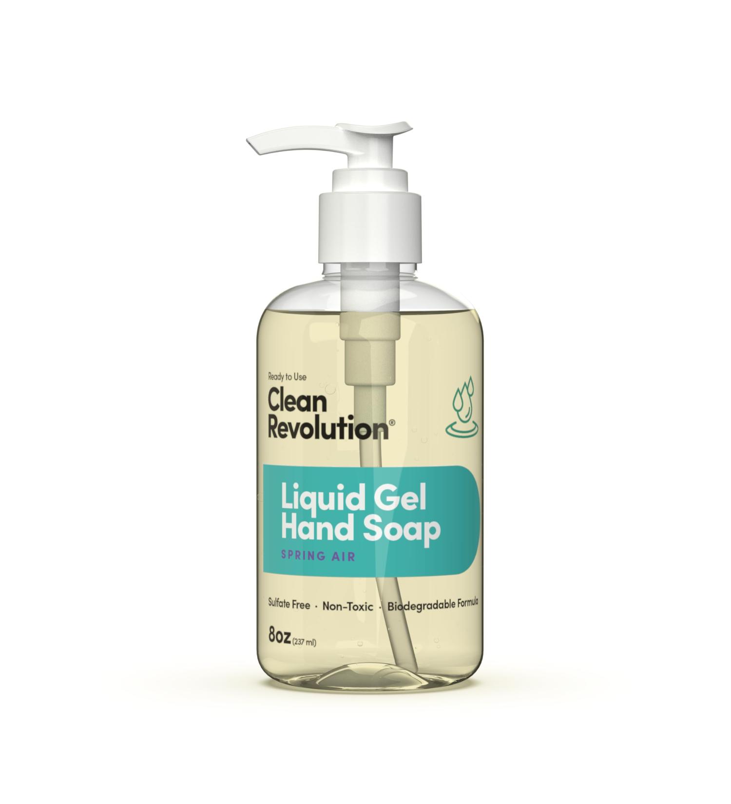 Clean Revolution Liquid Gel Hand Soap Silky Rich Liquid Quick Lather Fast Rinsing Contains Real Essential Oils (Spring Air) 8 Fl Oz (Pack of 6) - Buy Online on GoSupps.com