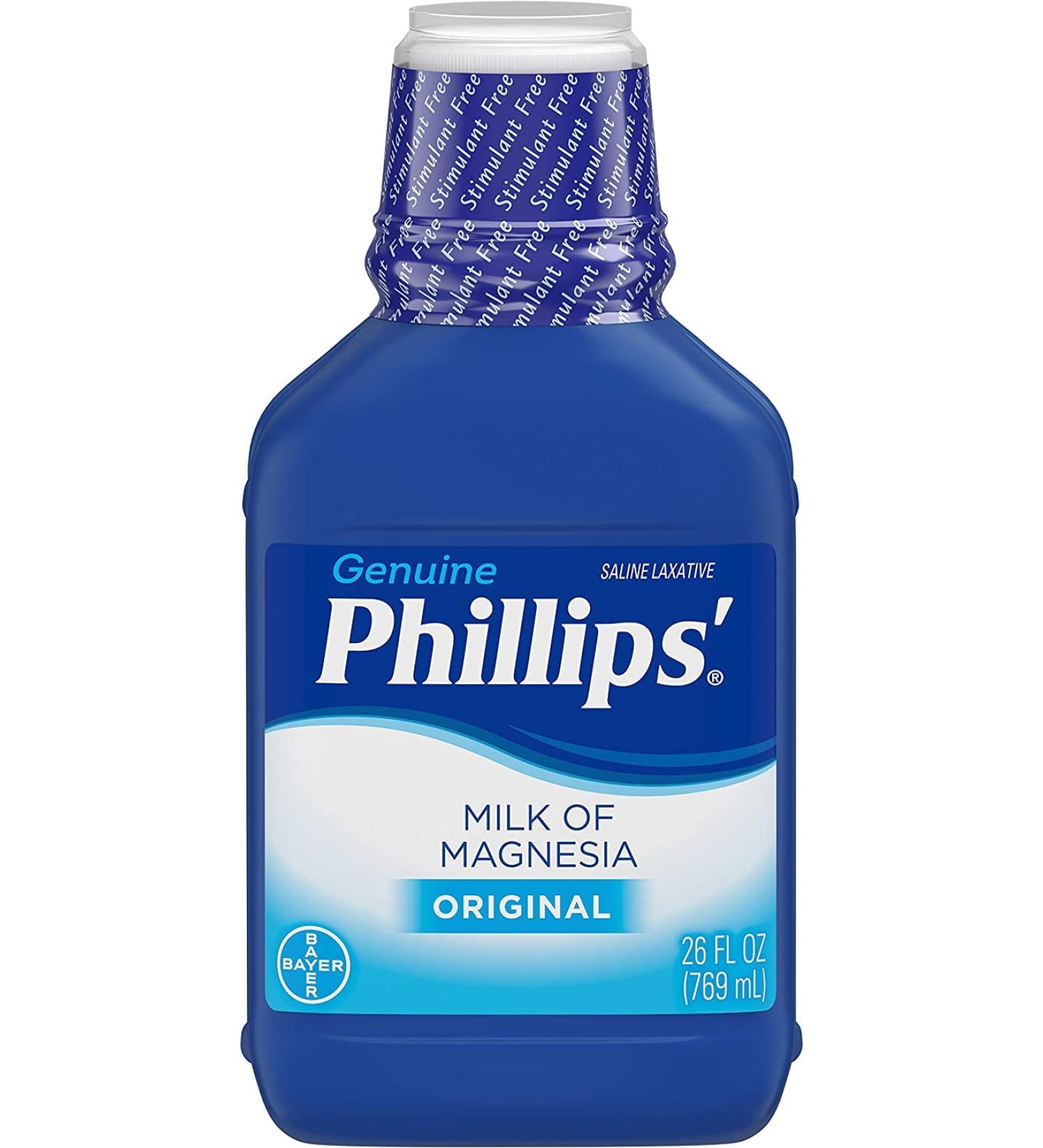 Phillips' Milk of Magnesia Overnight Relief of Occasional Constipation Liquid Laxative Original 26 Fl Oz Bottle - Pack of 4 - Buy Online on GoSupps.com