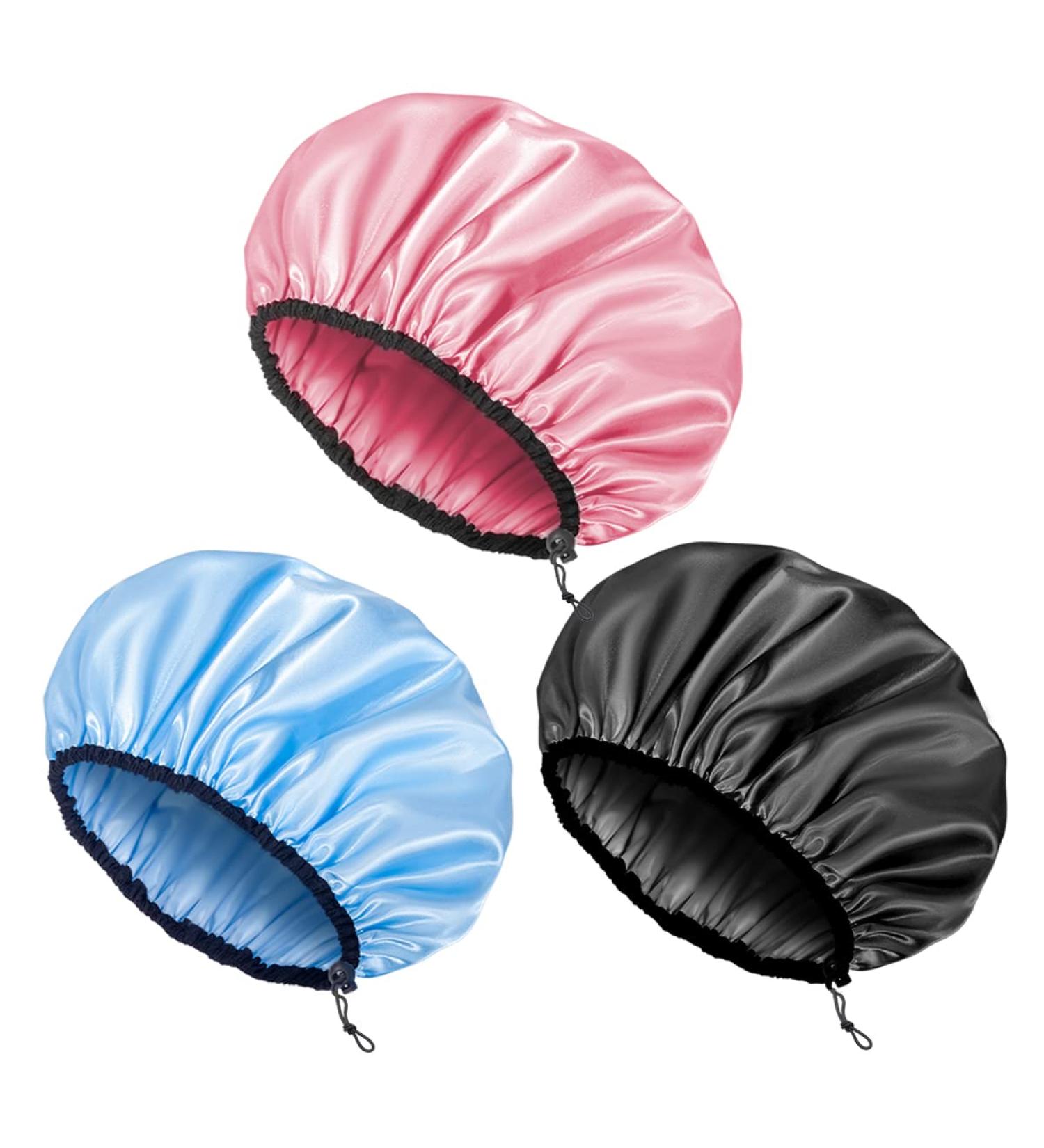 Auban Adjustable Extra Large Shower Cap for Women - Reusable Waterproof Hair Cap in 3 Colors - Buy Online on GoSupps.com