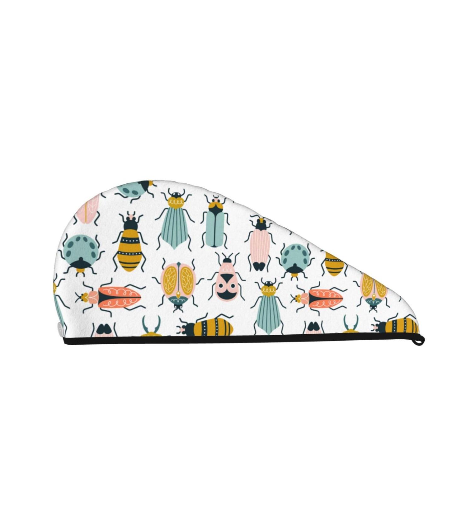 Colorful Insects Microfiber Hair Towel | Soft Super Absorbent Wrap for Women | Quick Dry Coral Velvet Cap for Long Curly Thick Hair - Buy Online on GoSupps.com