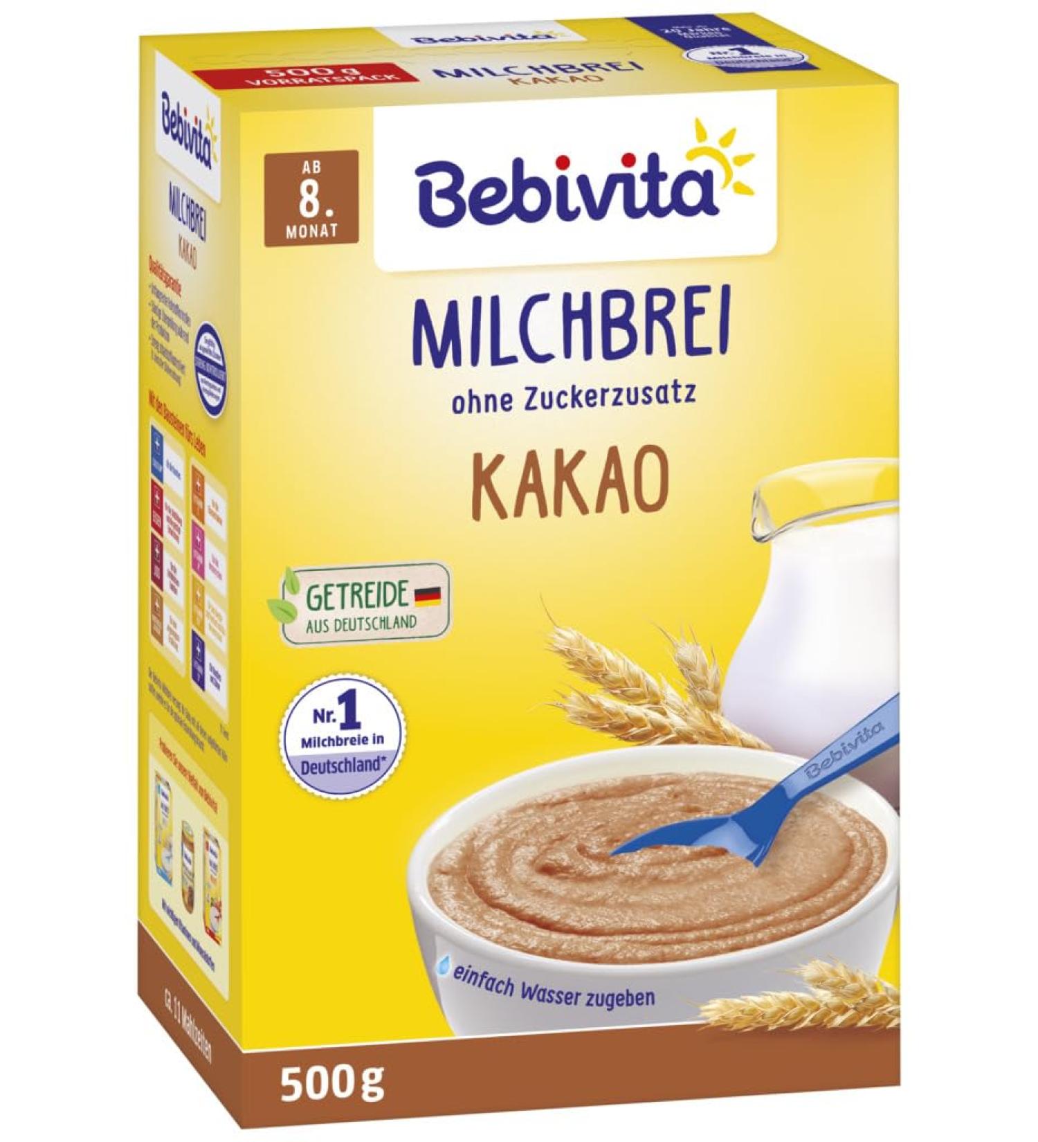 Bebivita Cocoa Milk Porridge for 8+ Months - No Added Sugar (2 x 500g) - International Shipping Available - Buy Online on GoSupps.com