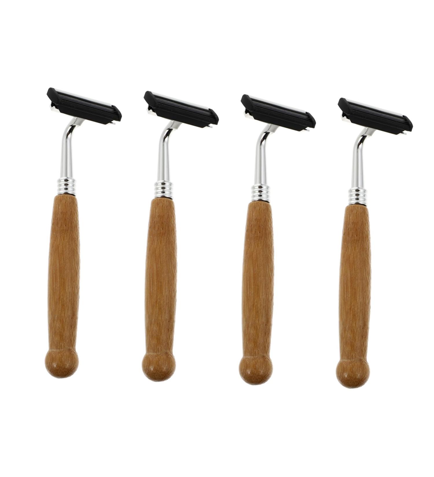 Fomiyes Bamboo Grip Manual Beard Shaver - 4-Piece Double-Edged Razor for Body & Back Hair Removal - Buy Online on GoSupps.com
